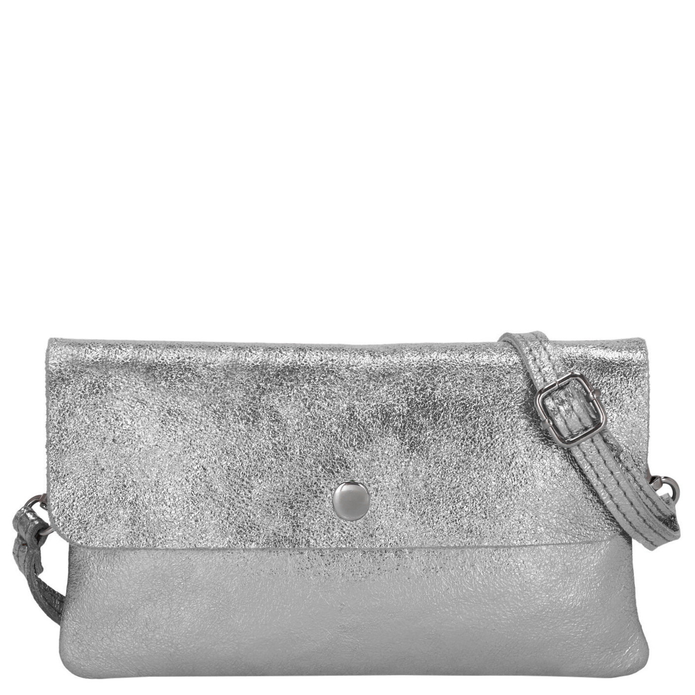 Kenorada Clutch CTT1 metallic grau, Damen Handtasche silber aus Leder