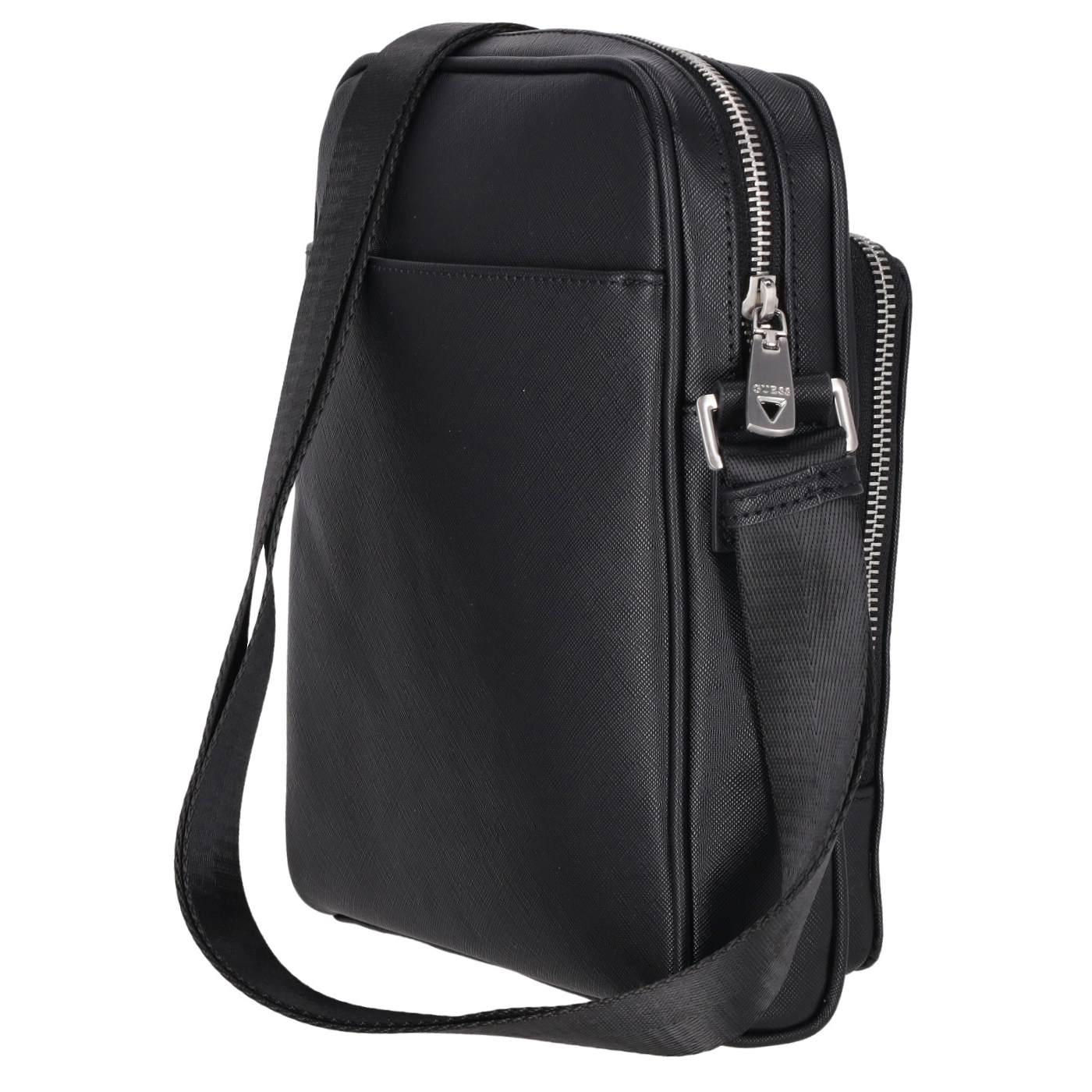 Guess Milano Top Zip Xbody W Frt Pck Bag In Black