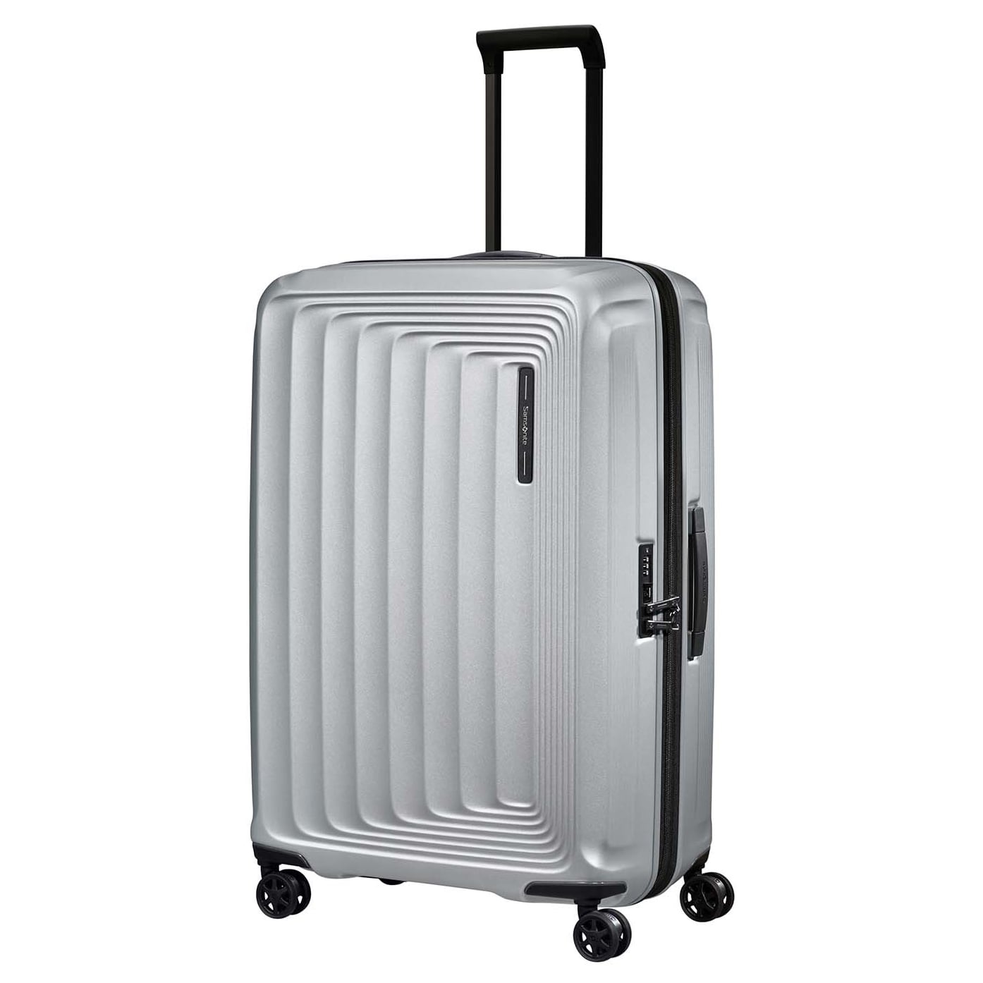 Samsonite Trolley Nuon Spinner Exp 75cm Matt Silver, 3,82kg leichter Polycarbonat Hartschalenkoffer, Koffer silber