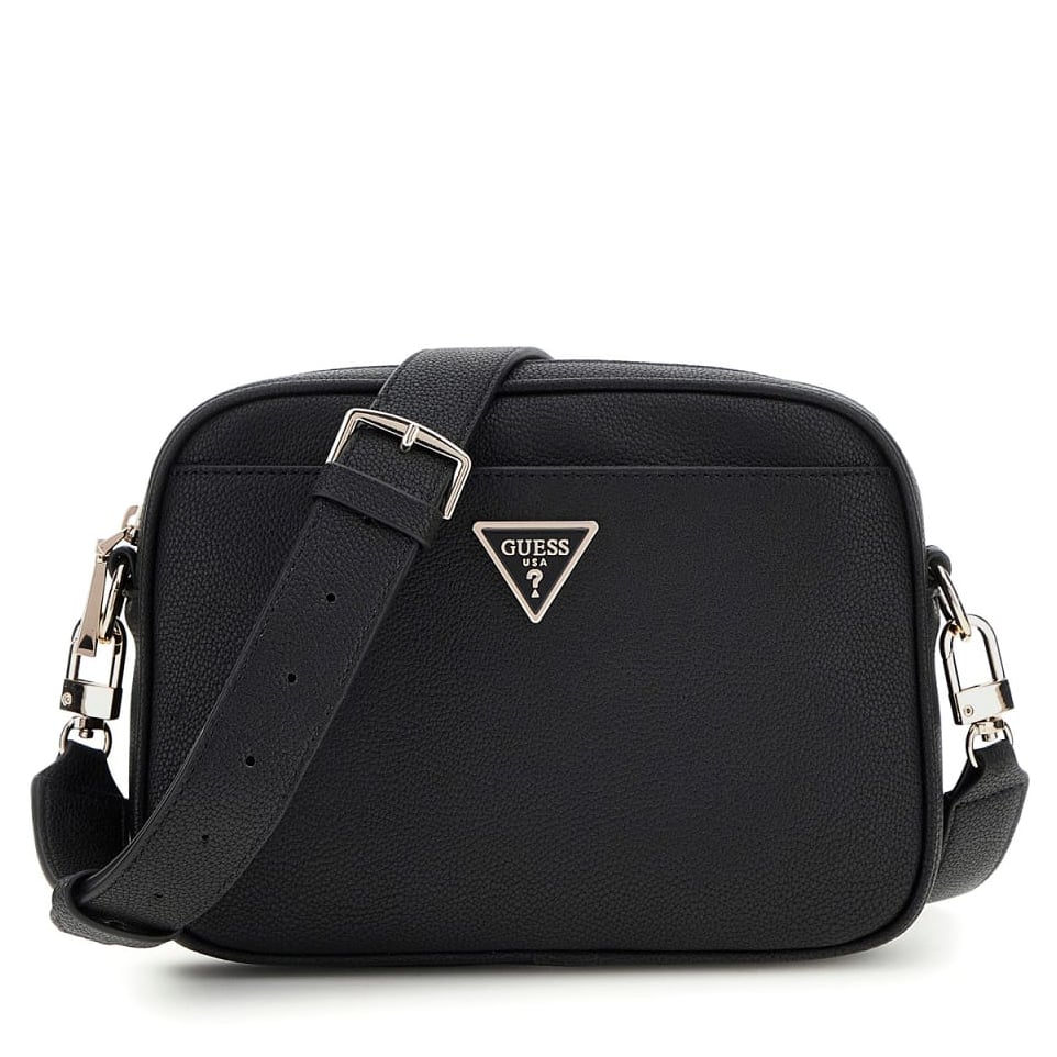 Guess Umhängetasche Meridian II Camera Bag (HWBG) black, Damen Handtasche schwarz aus Kunstleder