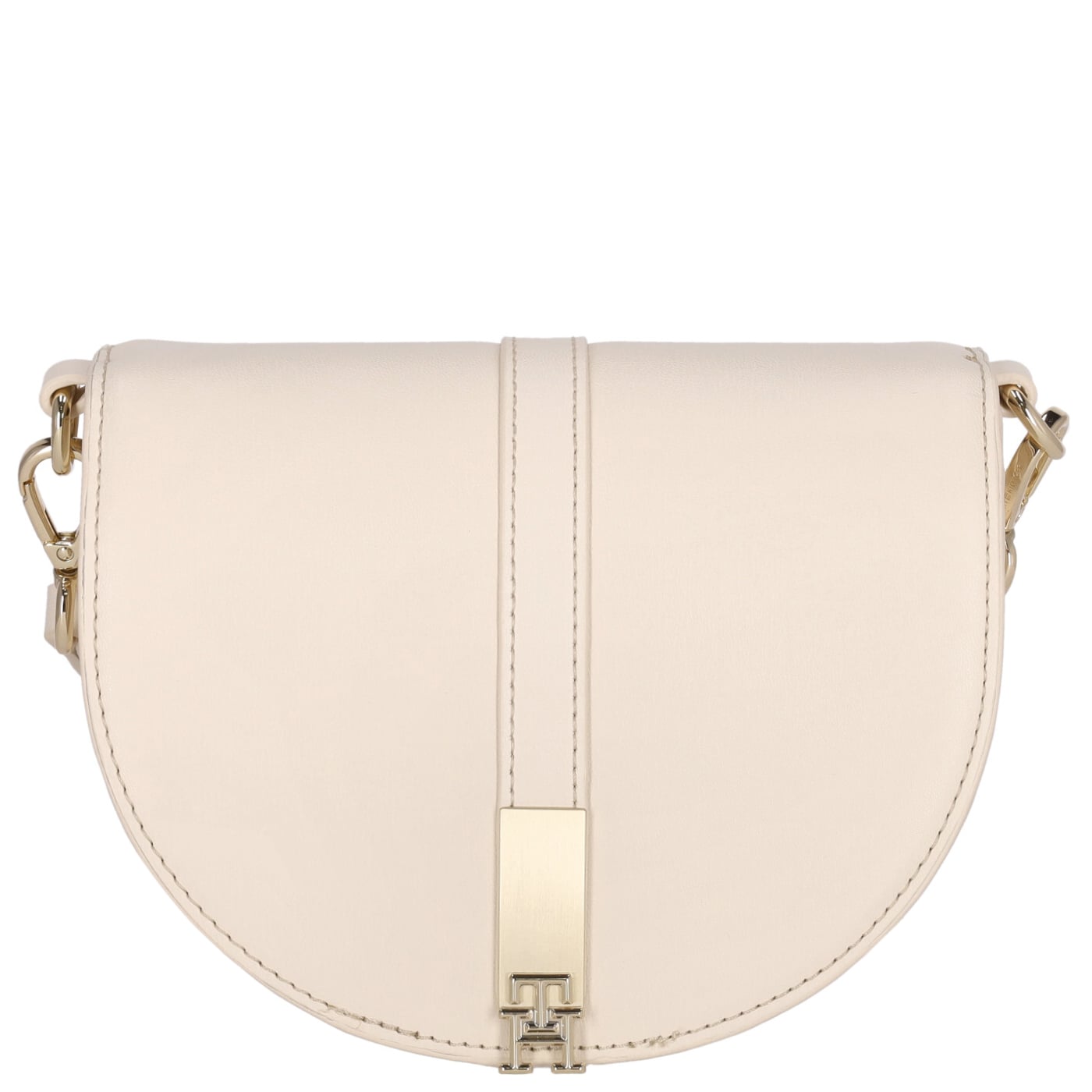 Tommy Hilfiger Umhängetasche TH Heritage Saddle Bag sugarcane, Damen Handtasche weiss aus Kunstleder