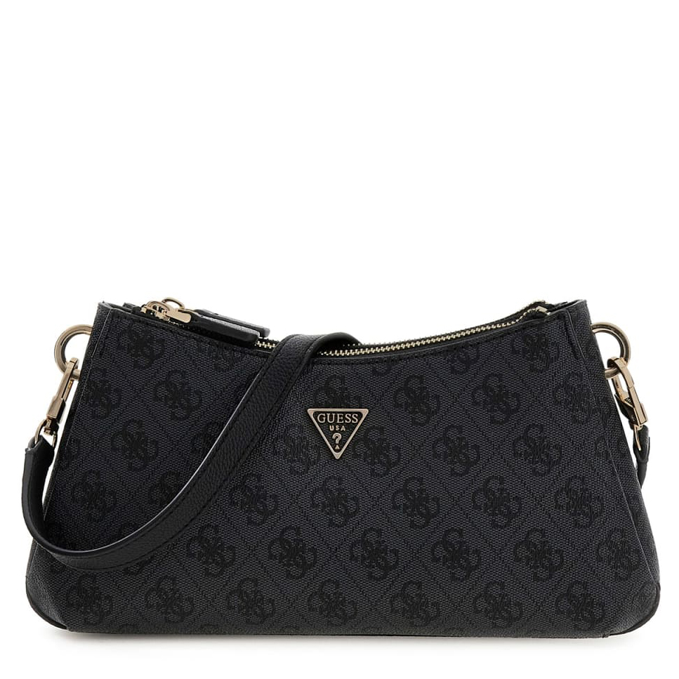 Guess Umhängetasche Noelle II 3 Compartment Shoulder XBody (HWBG) coal logo, Damen Handtasche grau aus Kunstleder