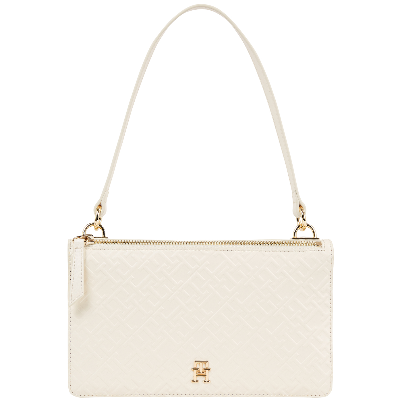 Tommy Hilfiger Umhängetasche TH Refined Shoulder Bag calico, Damen Handtasche weiss aus Kunstleder