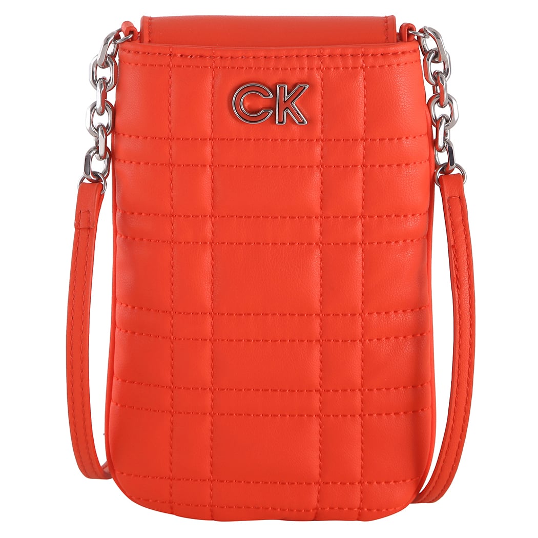 Calvin Klein Umhängetasche RE-Lock Quilt Handyetui deep orange, Damen Handtasche orange aus Kunstleder,