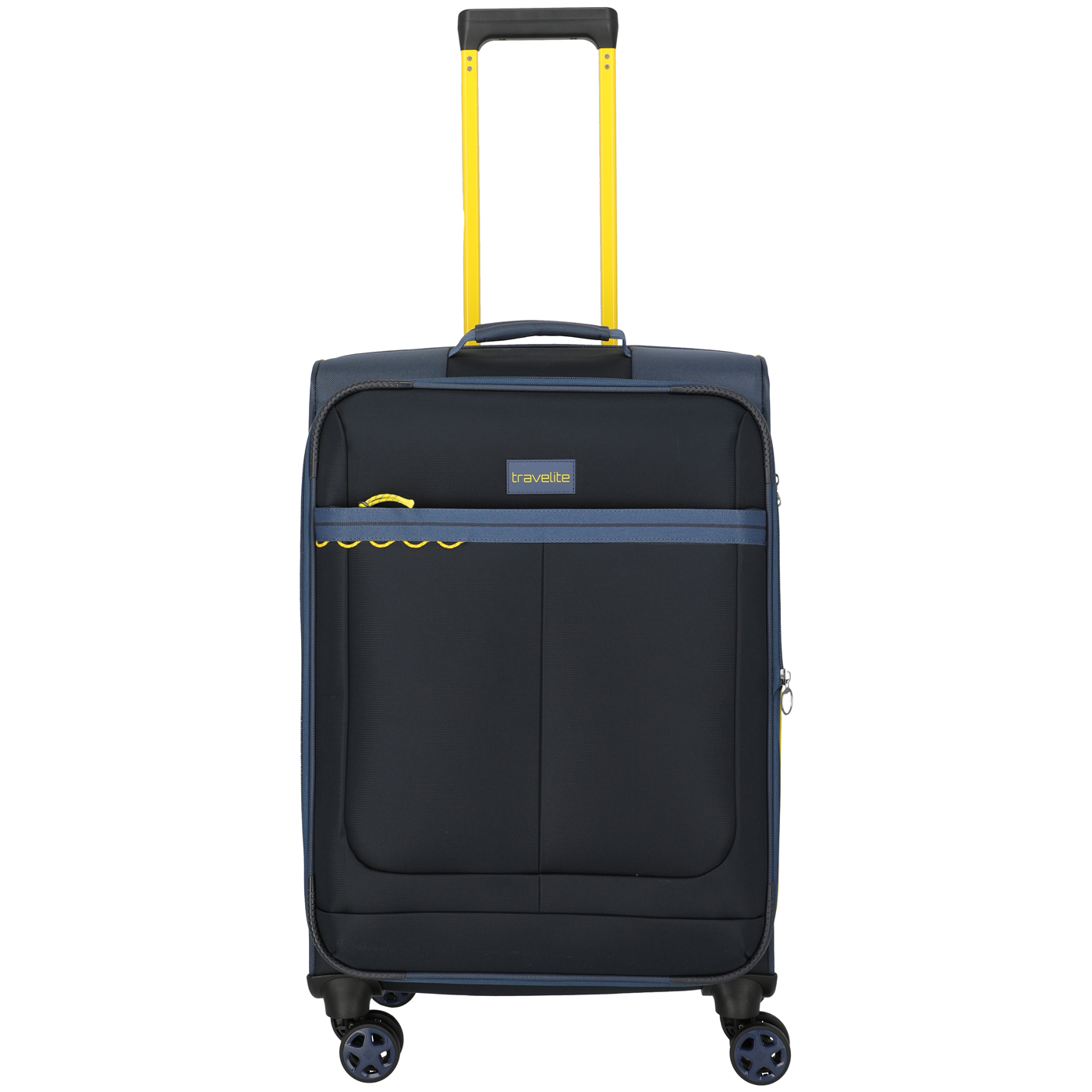 Travelite Color Craze Trolley 4W M exp. 66cm dark blue, 3,00kg leichter Polyester Stoffkoffer, Koffer blau