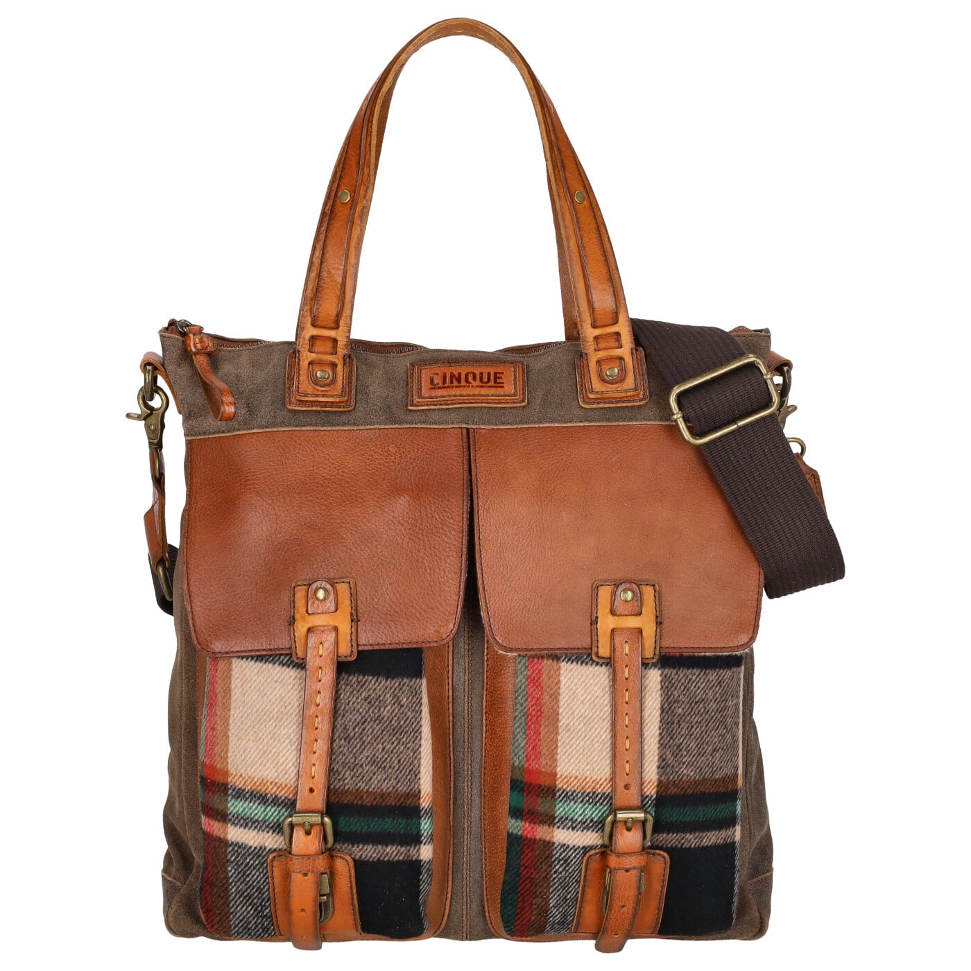 Cinque Beuteltasche Salvatore cognac, Damen Handtasche braun aus Leder