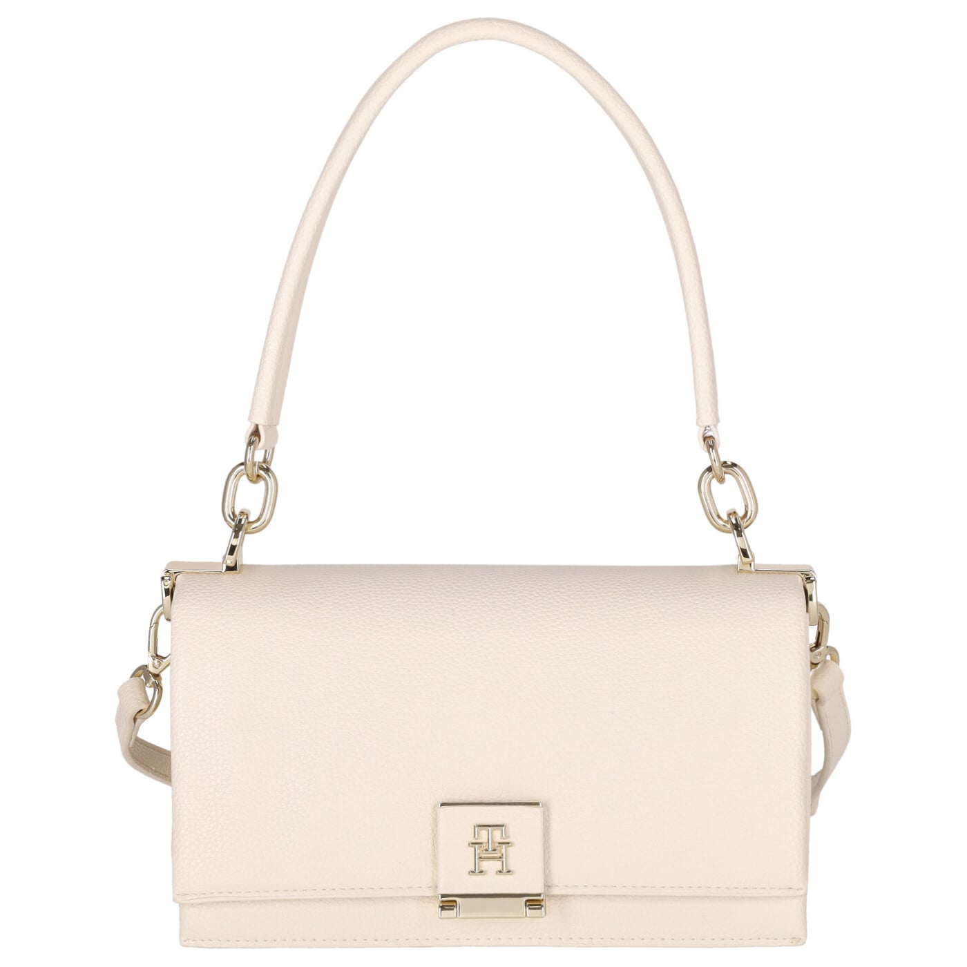 Tommy Hilfiger Henkeltasche TH Her Med Crossover sugarcane, Damen Handtasche weiss aus Kunstleder