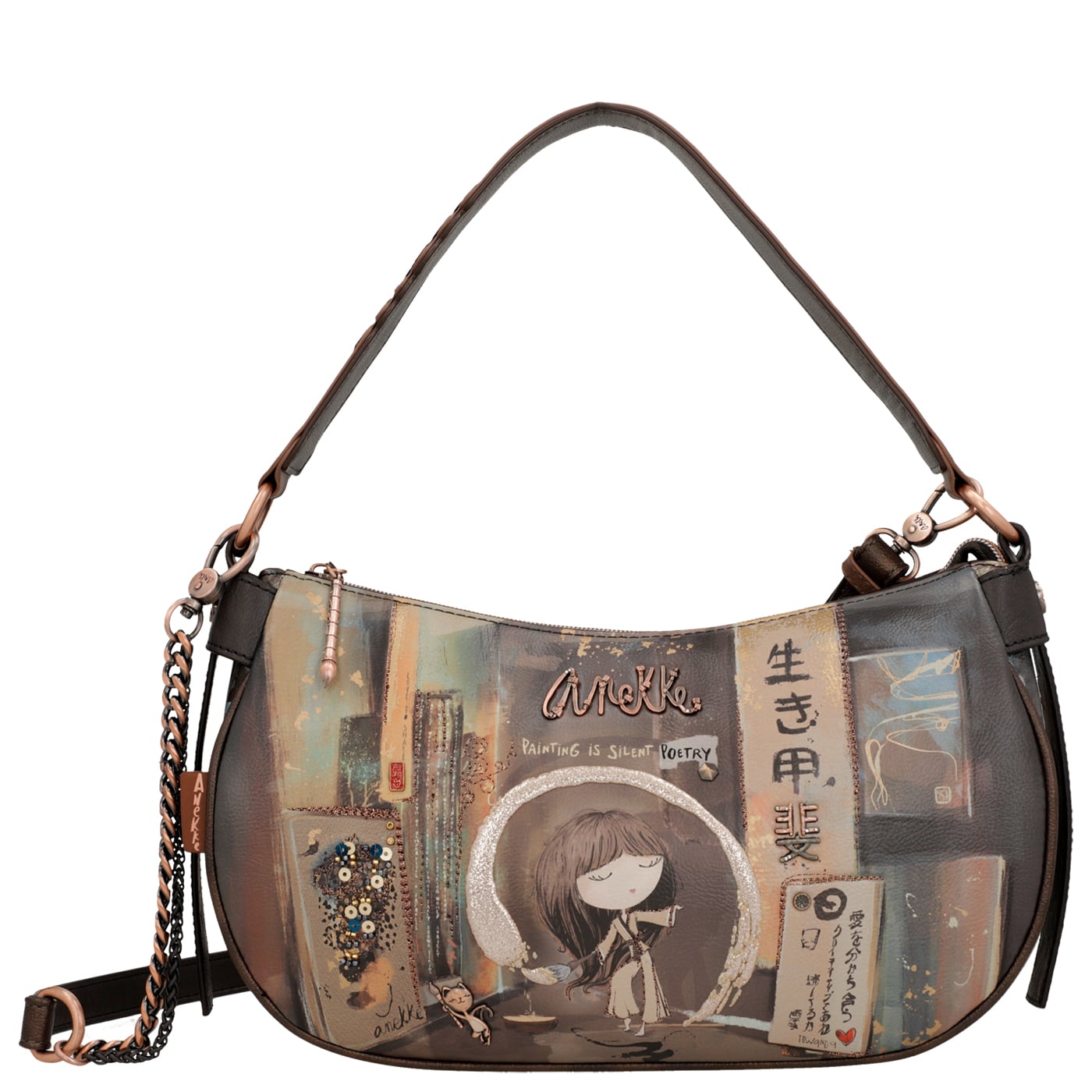 Anekke Beuteltasche Shoen 37701-223 braun/beige, Damen Handtasche braun aus Kunstleder