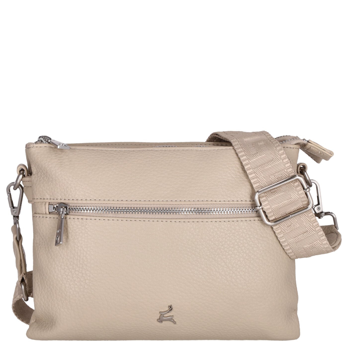 Prato Umhängetasche S017-G dunkel beige, Damen Handtasche beige aus Kunstleder