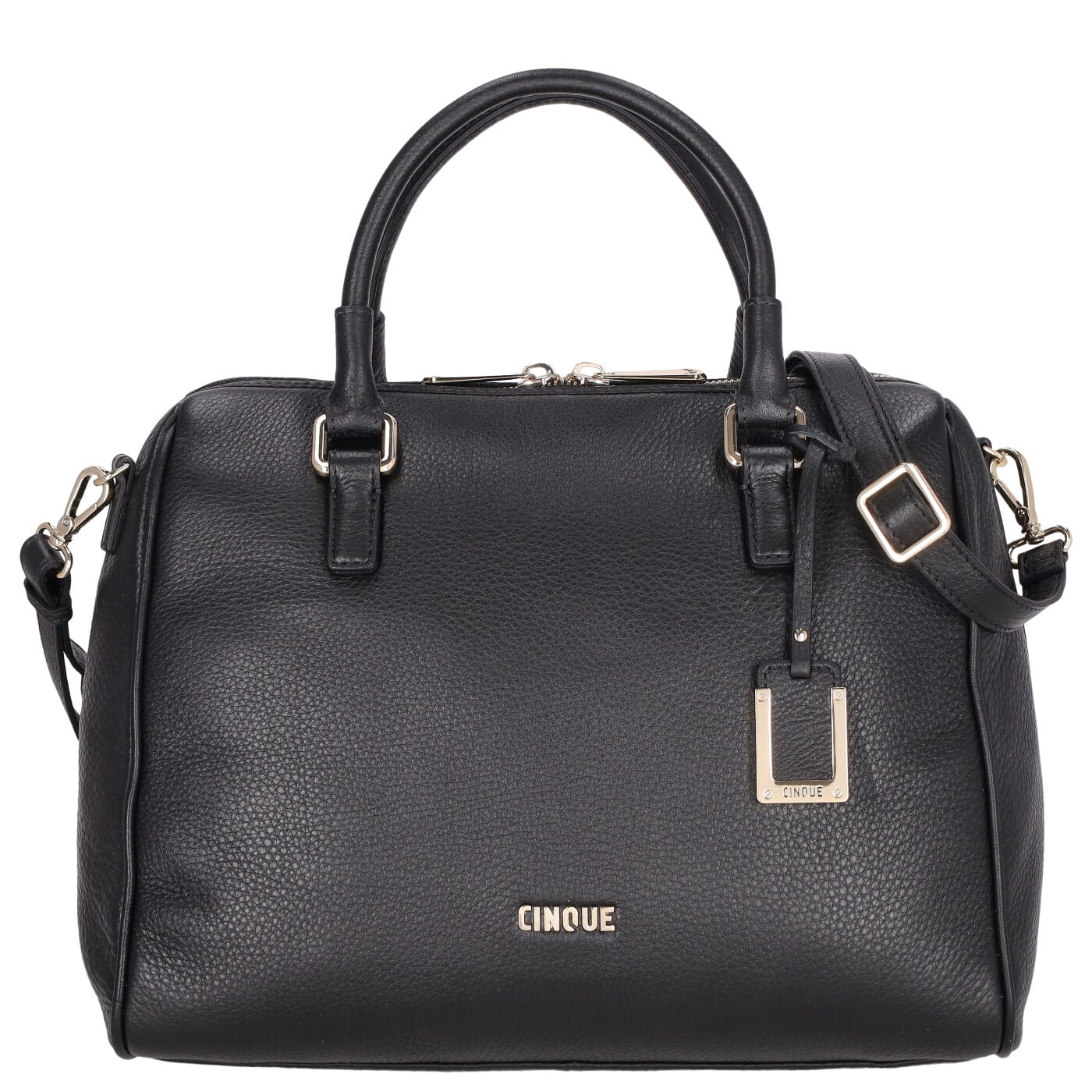 Cinque Henkeltasche Roberta Bowling Bag schwarz, Damen Handtasche schwarz aus Kunstleder