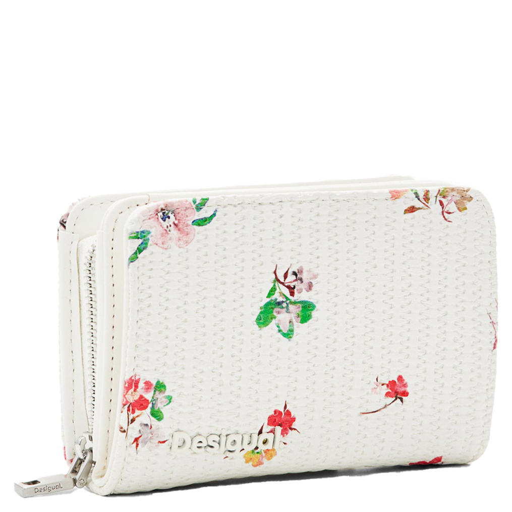 Desigual Portafoglio Tri-Fold Donna Mone_Delirium Maya - Modello A Piccoli Fiori, Bianco, In Poliuretano Riciclato - 2