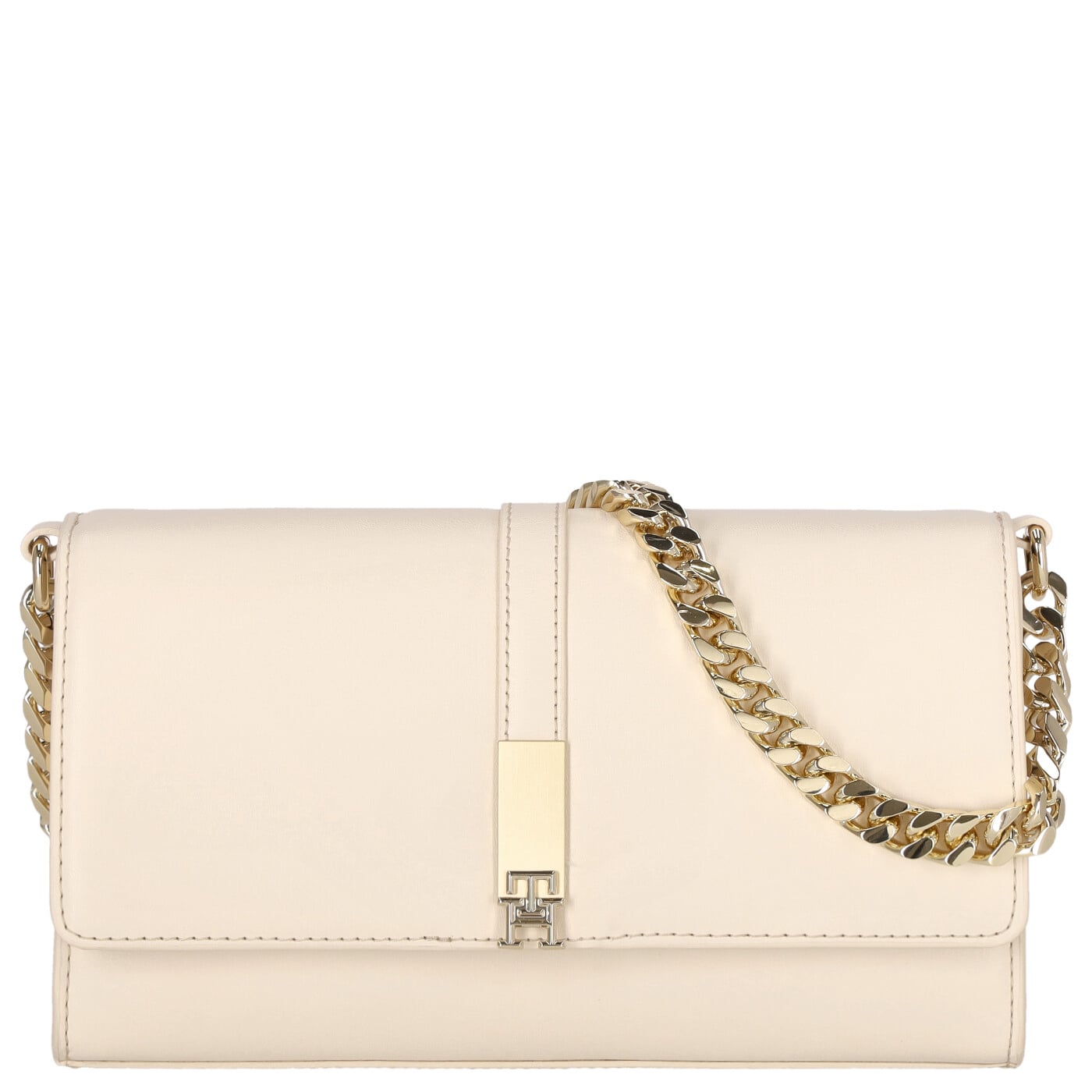 Tommy Hilfiger Umhängetasche TH Heritage Conv Crossover Chain sugarcane, Damen Handtasche weiss aus Kunstleder