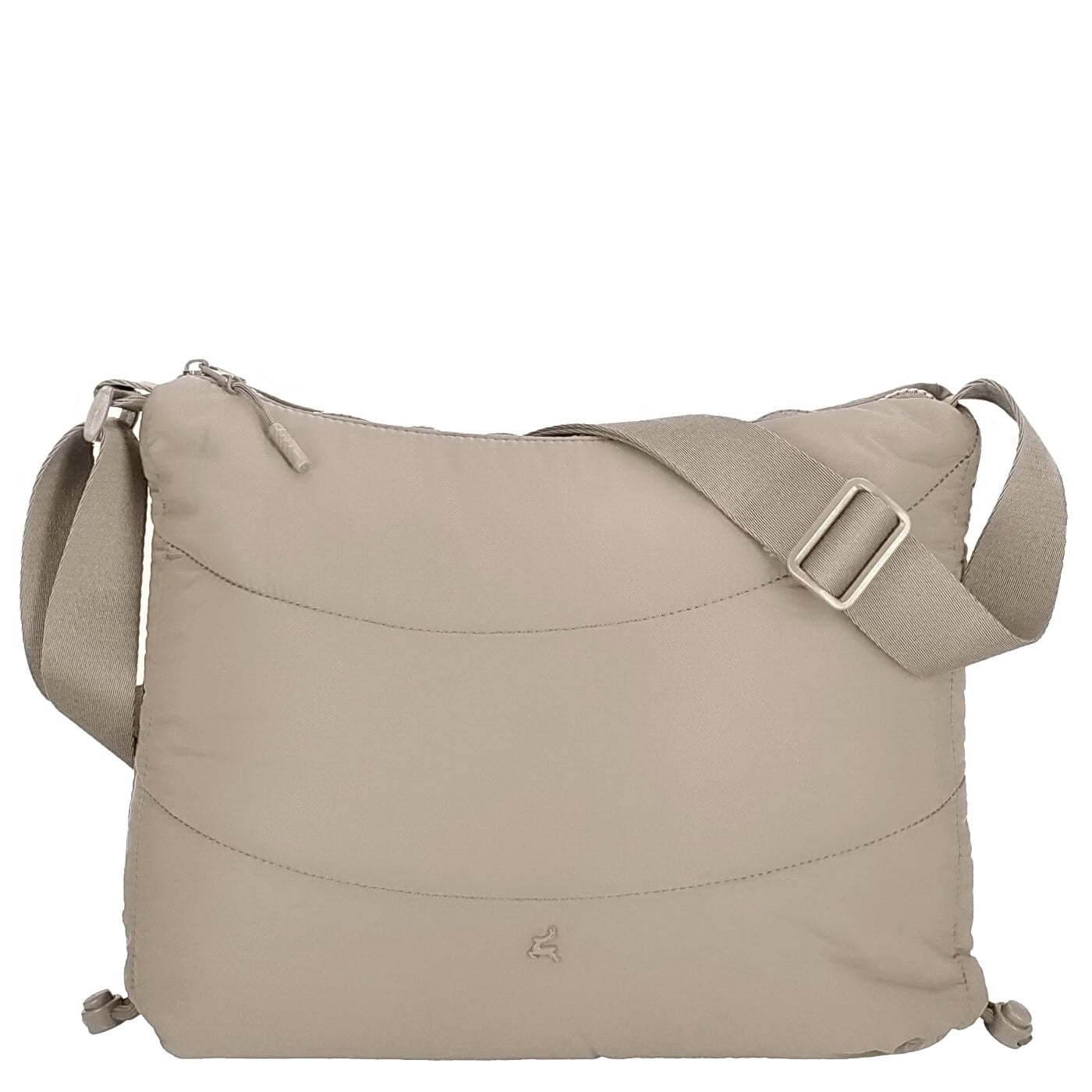 Prato Beuteltasche Puffer Bag Crossbody CN03-P dark beige, Damen Handtasche beige aus Nylon