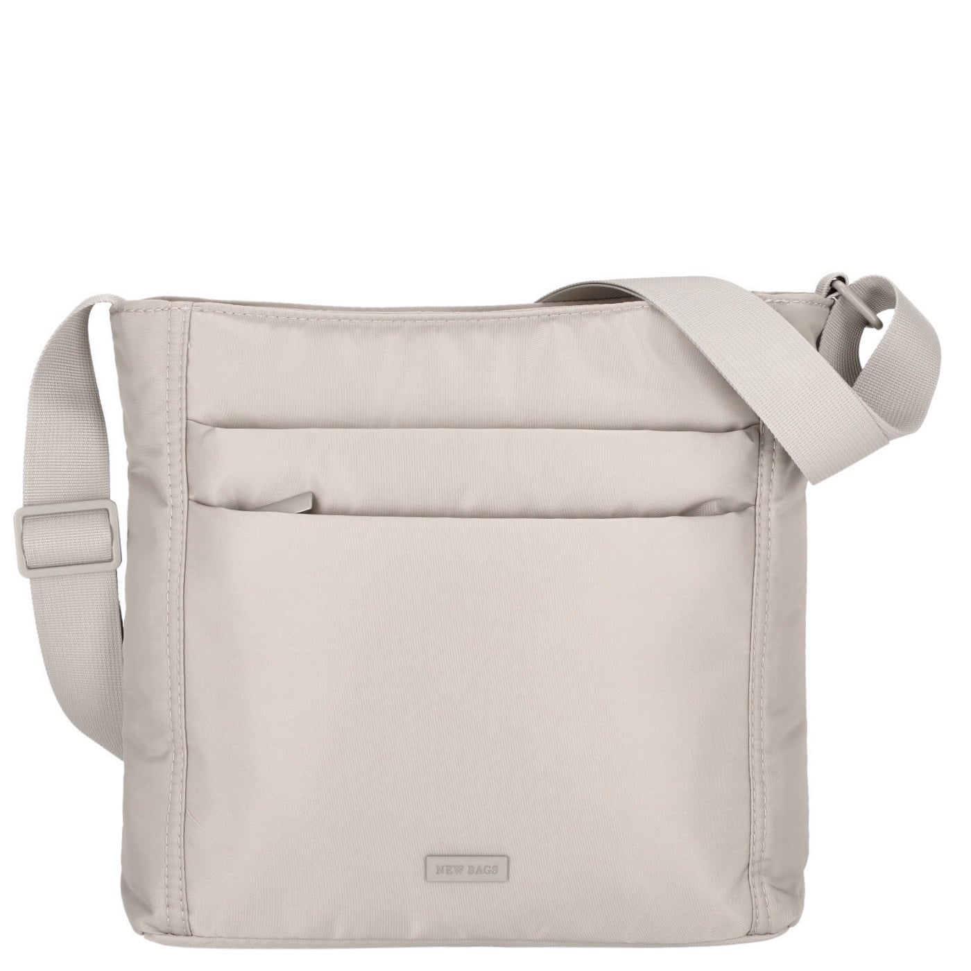 New Bags Umhängetasche NB-9132 light grey, Damen Handtasche grau aus Nylon