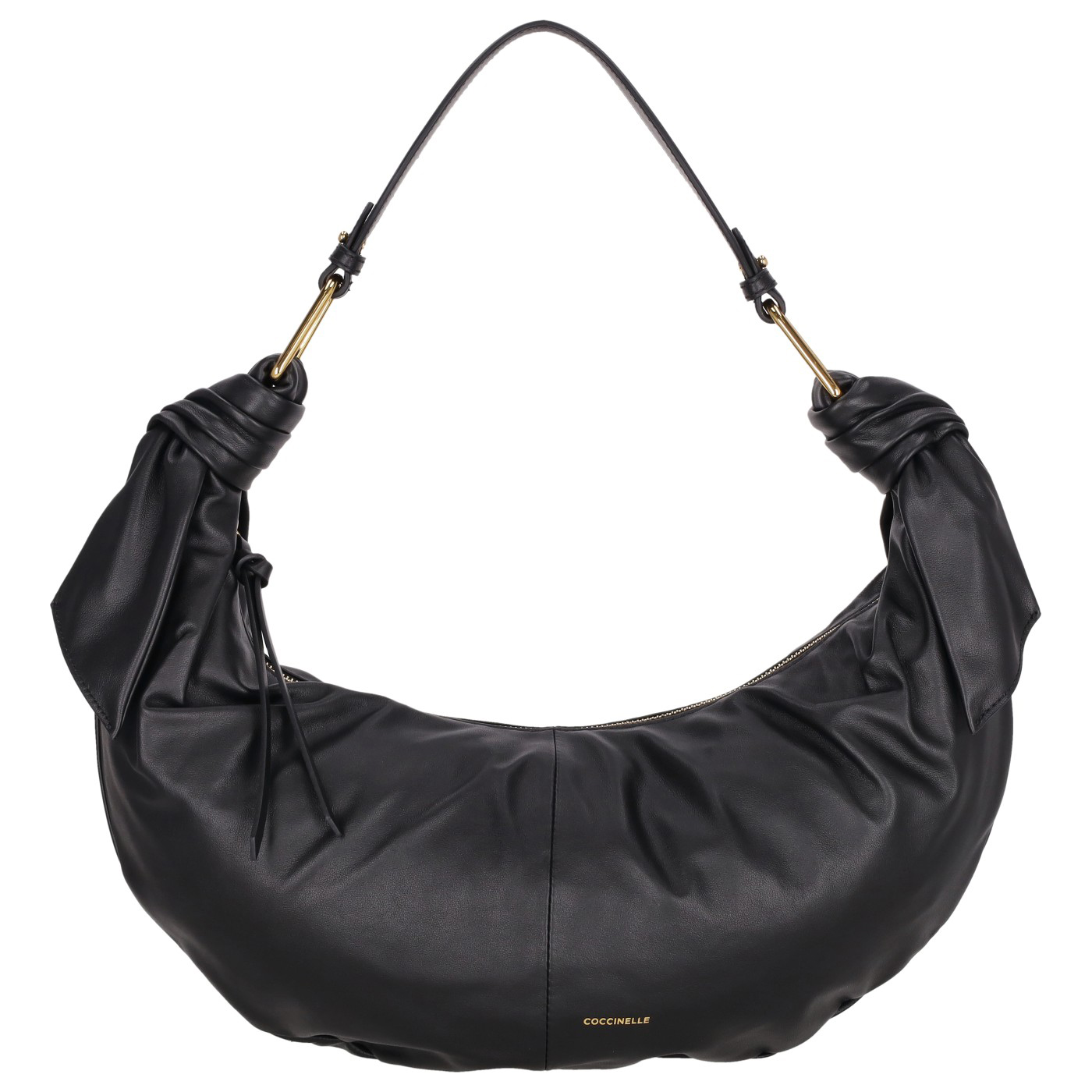 Coccinelle Beuteltasche Furoshiki Large noir, Damen Handtasche schwarz aus Leder