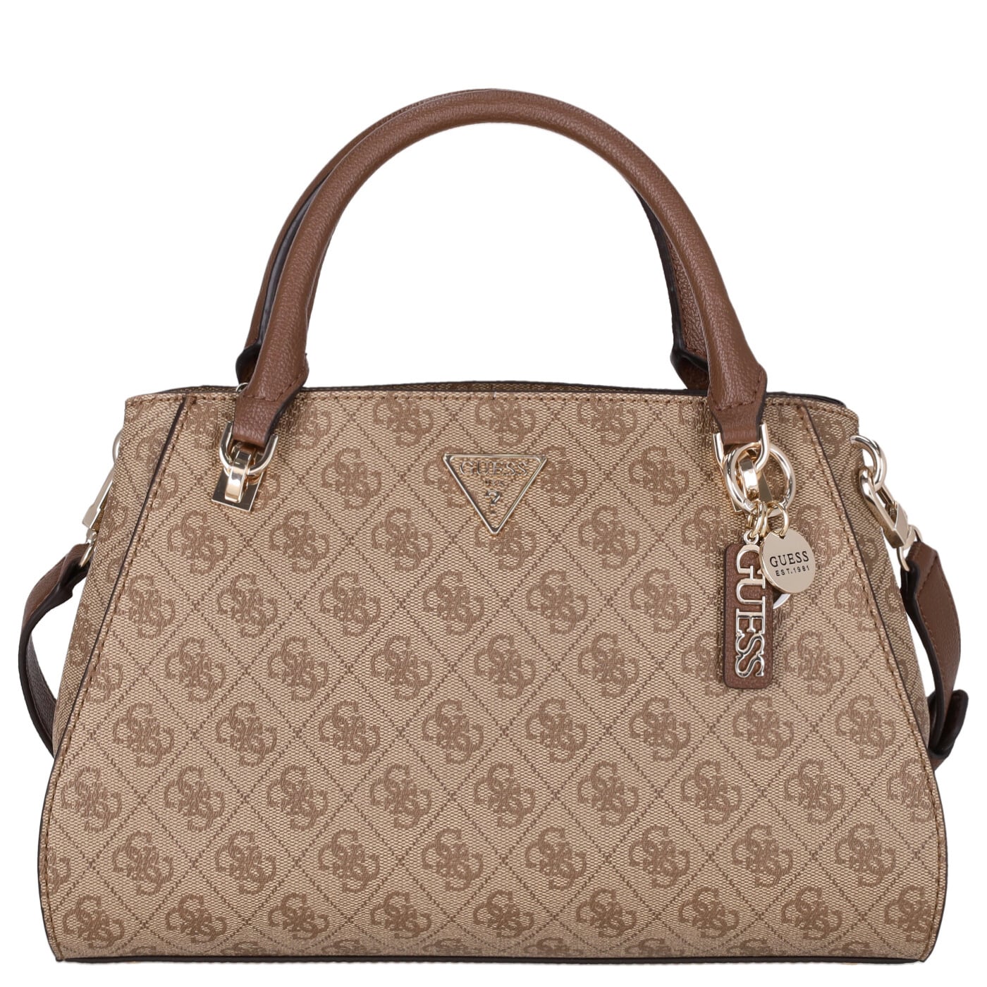 GUESS Noelle II Handtasche | Luxury Satchel In Latte/Braun | Mit Abnehmbarem Schulterriemen