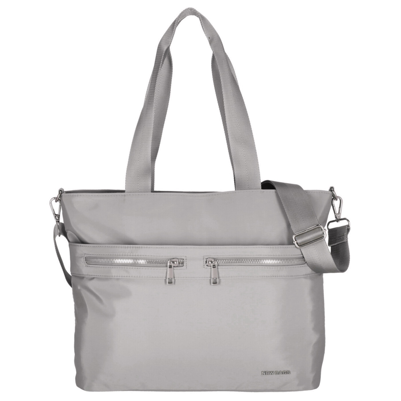 New Bags Shopper NB-4004 middle grey, Damen Handtasche grau aus Polyester