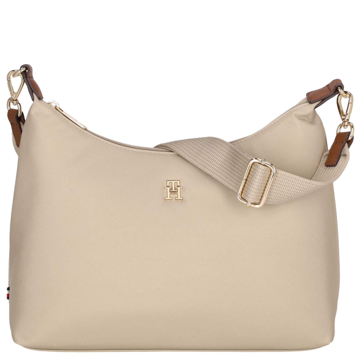 Tommy Hilfiger Beuteltasche Popette Shoulder Bag sandalwood, Damen Handtasche beige aus Nylon