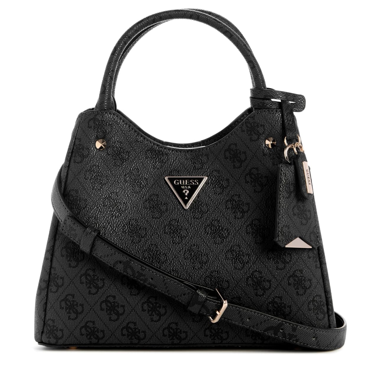 Guess Henkeltasche Meridian II SML Girlfriend Carryall (HWSG) coal logo, Damen Handtasche grau aus Kunstleder