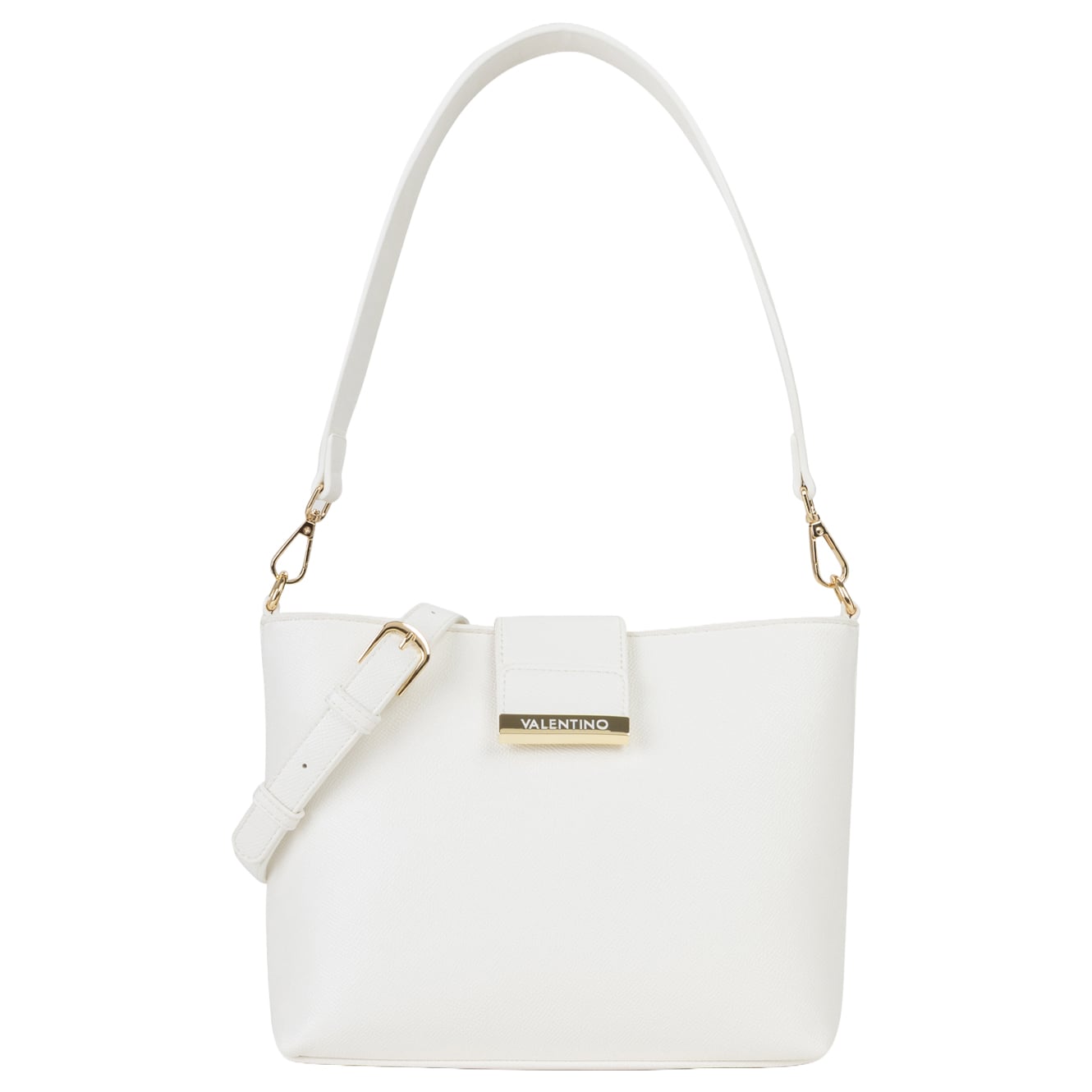 Valentino Beuteltasche Dione Re Crossbag bianco, Damen Handtasche weiss aus Kunstleder