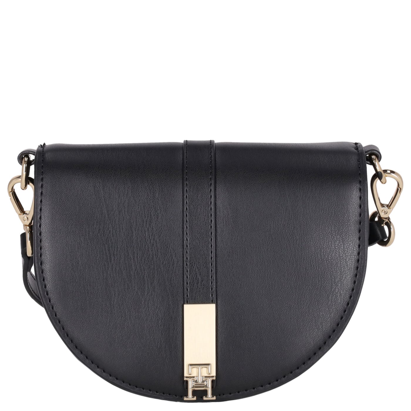 Tommy Hilfiger Umhängetasche TH Heritage Saddle Bag black, Damen Handtasche schwarz aus Kunstleder