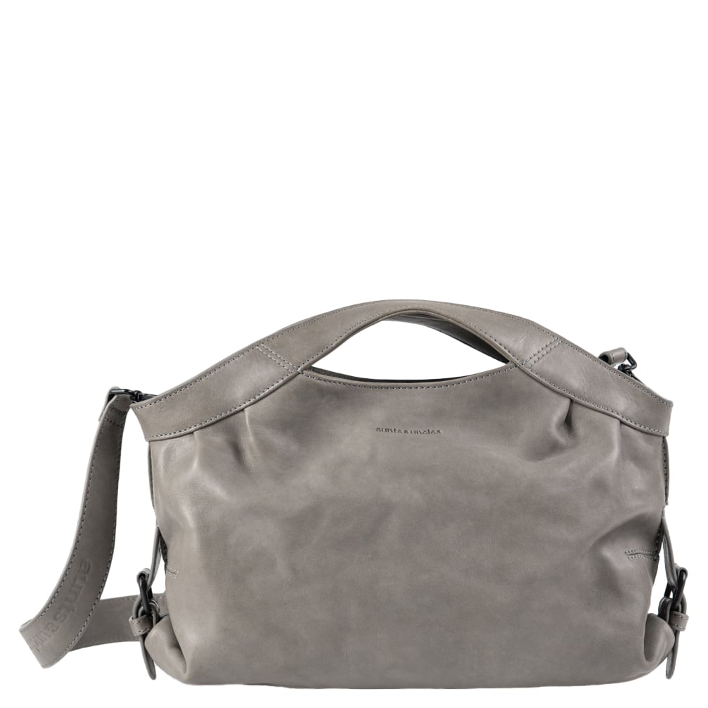 aunts & uncles Henkeltasche Grandma's Luxury Club Mrs. Macaron cloud, Damen Handtasche grau aus Leder