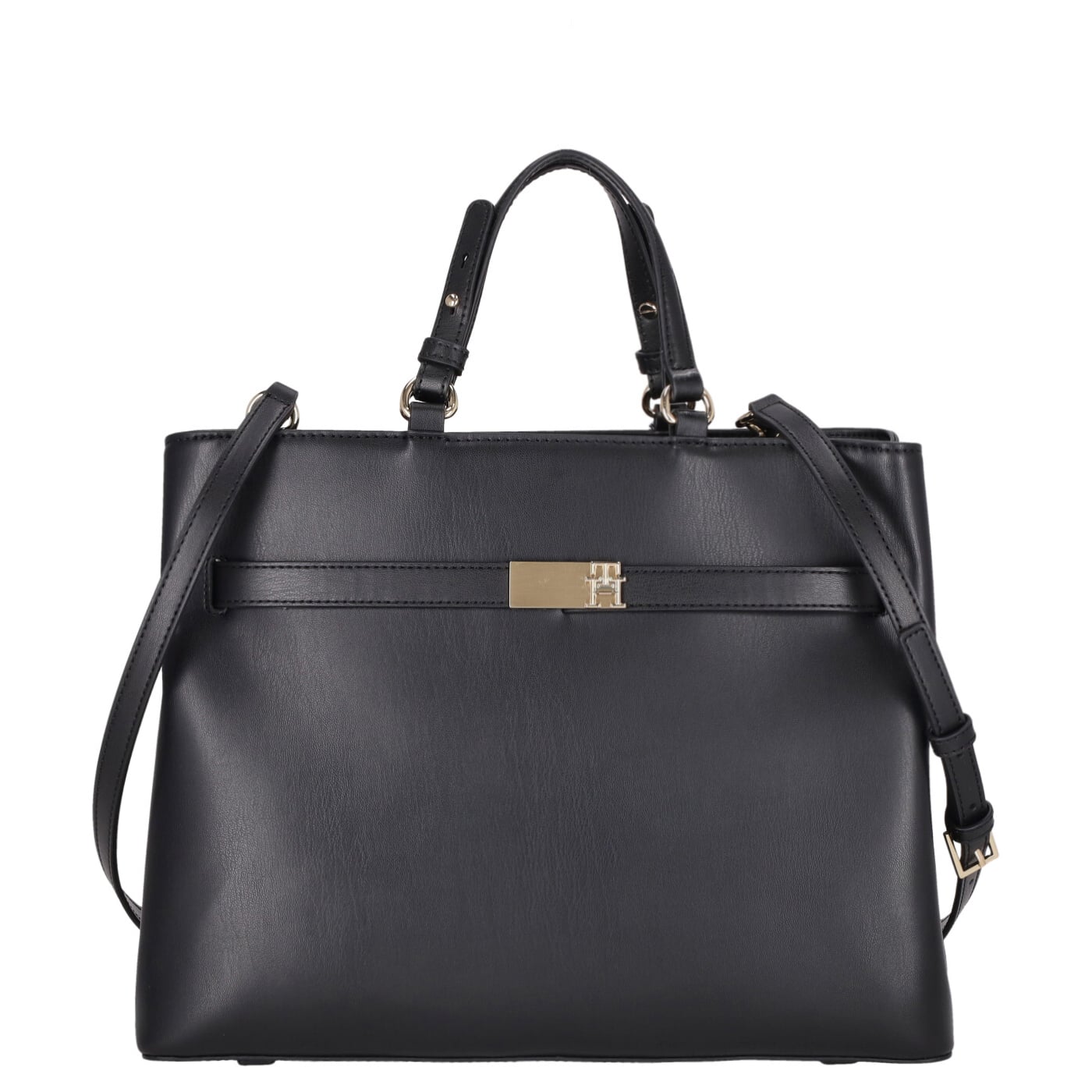 Tommy Hilfiger Henkeltasche TH Heritage Satchel black, Damen Handtasche schwarz aus Kunstleder
