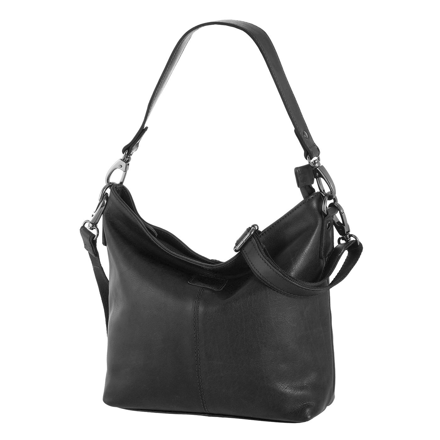 Sattlers & Co Beuteltasche The Polish Abiona schwarz, Damen Handtasche schwarz aus Leder