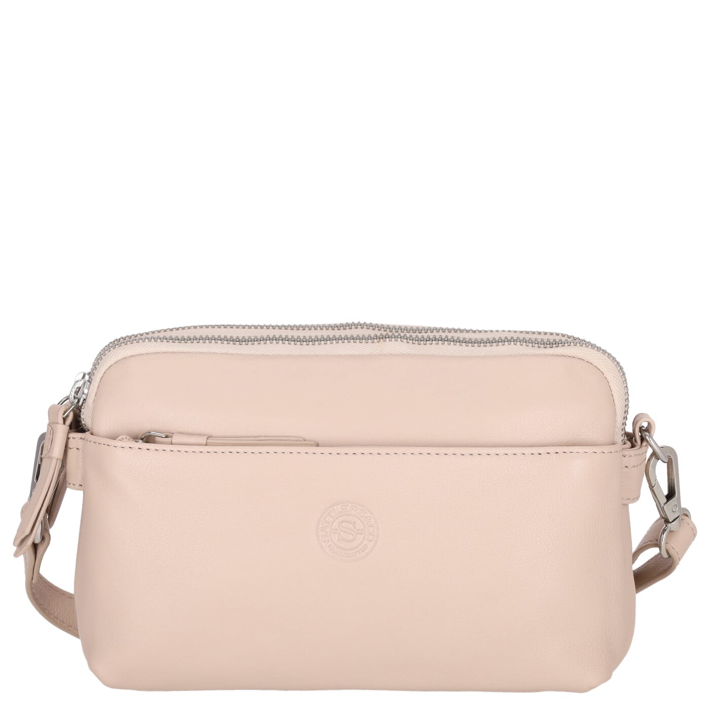 Sattlers & Co. Umhängetasche The Smooth Polvorona Zip Bag powder, Damen Handtasche beige aus Leder