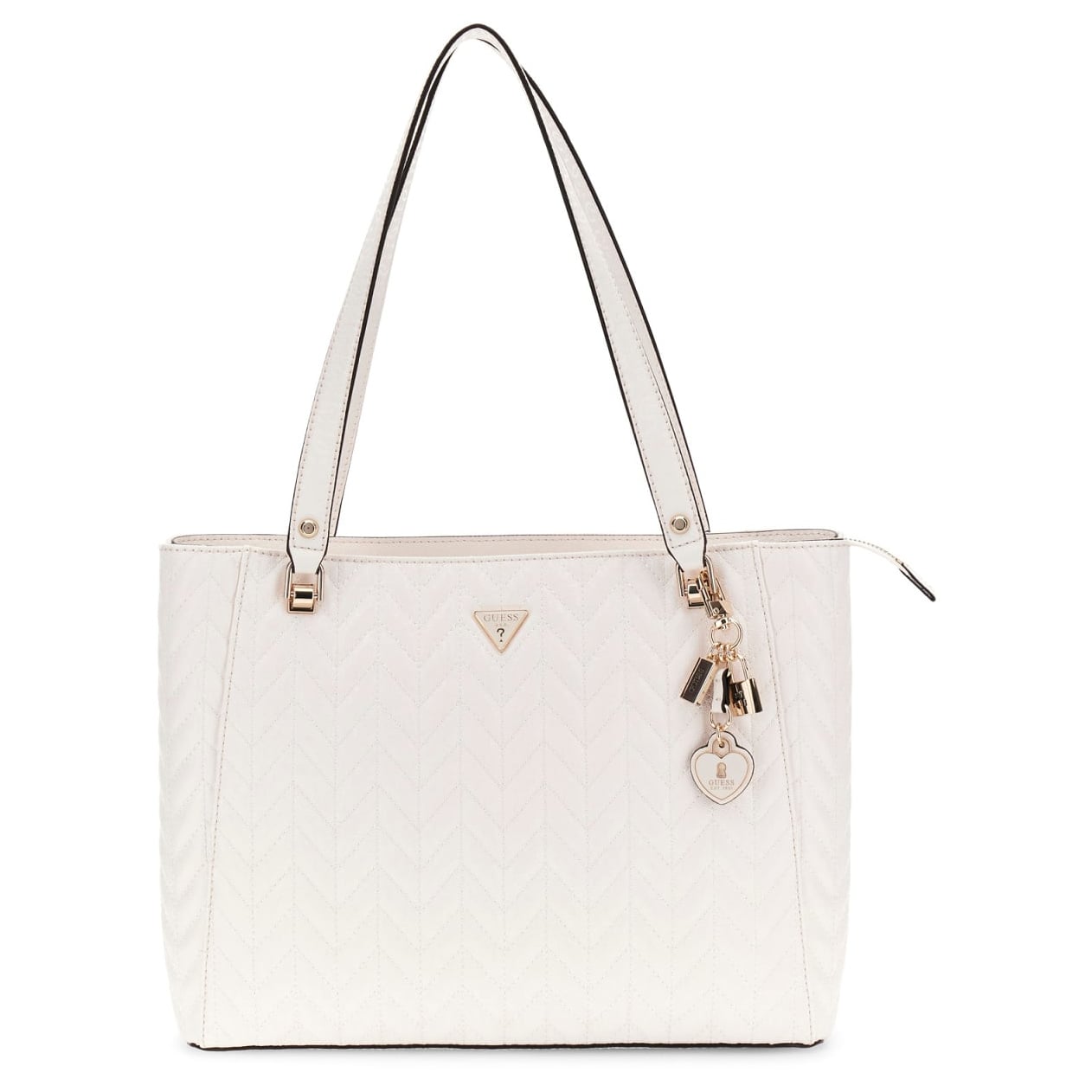 Guess Shopper Stacey Noel Tote (HWGG) offwhite, Damen Handtasche weiss aus Kunstleder