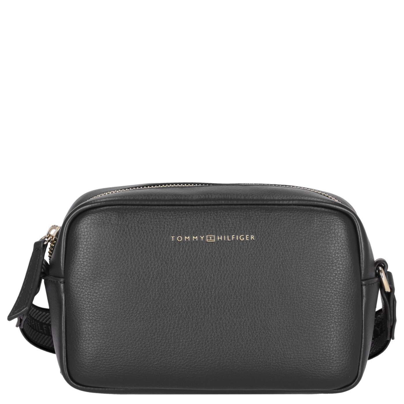 Tommy Hilfiger Umhängetasche TH Logotape Camera Bag black, Damen Handtasche schwarz aus Kunstleder