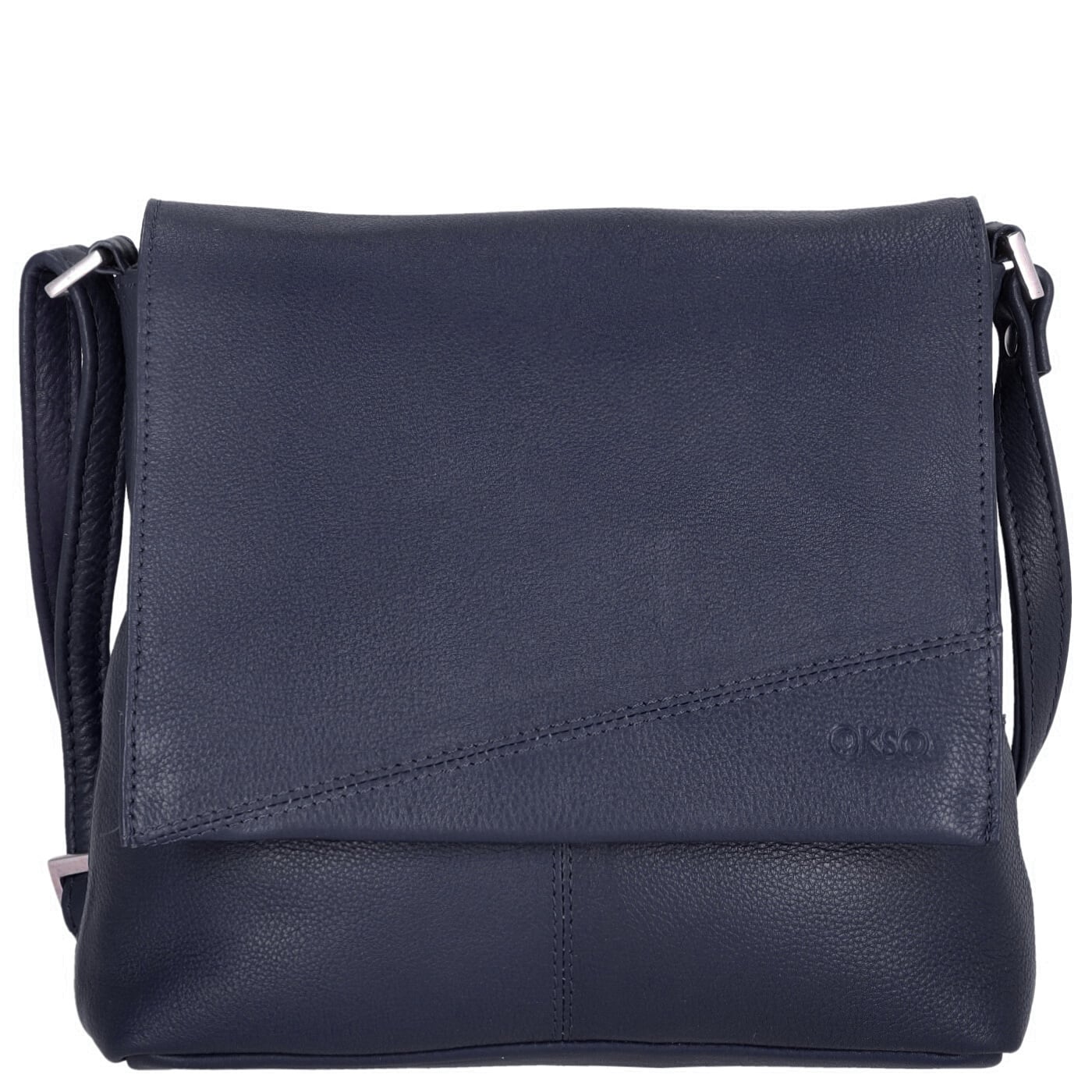 OKSO Umhängetasche 48151 darkblue, Damen Handtasche blau aus Leder