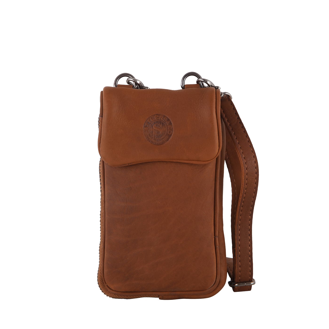 Sattlers & Co. Umhängetasche The Barn Mokur Phone Bag Combi III tan, Damen Handtasche braun aus Leder