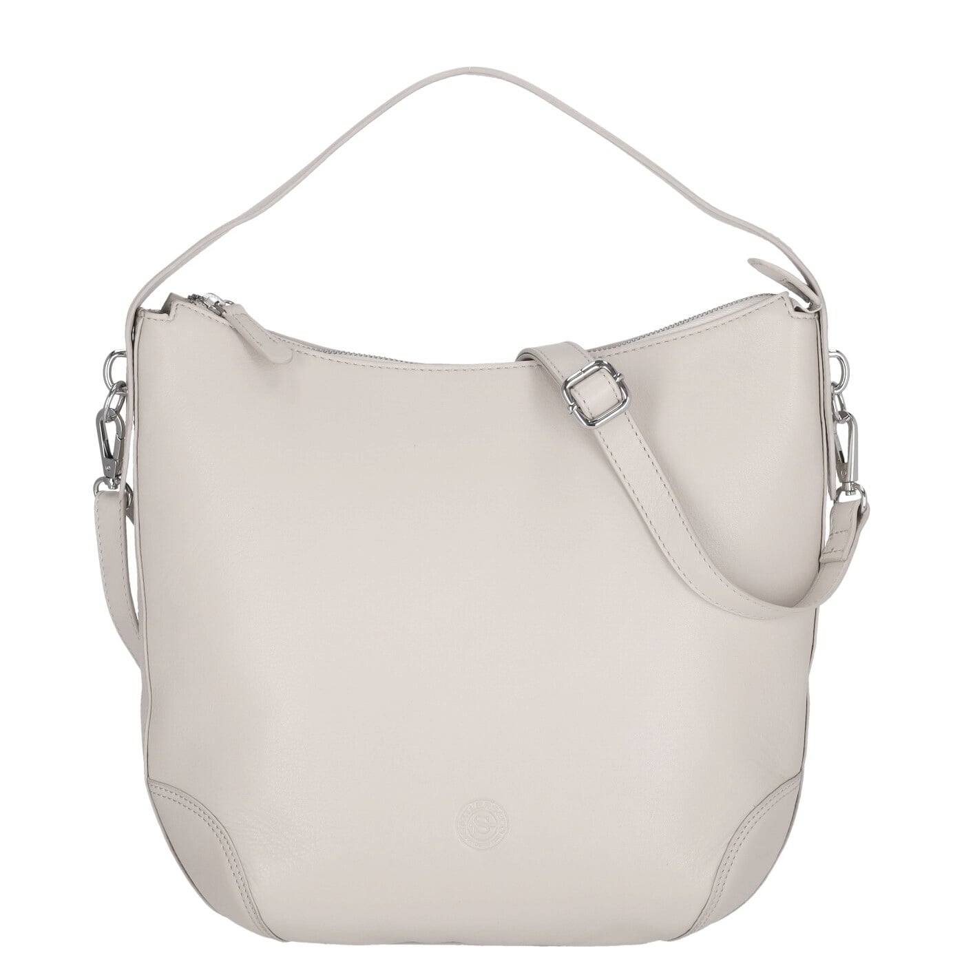 Sattlers & Co. Beuteltasche The Smooth Pempia Pouch steam, Damen Handtasche weiss aus Leder
