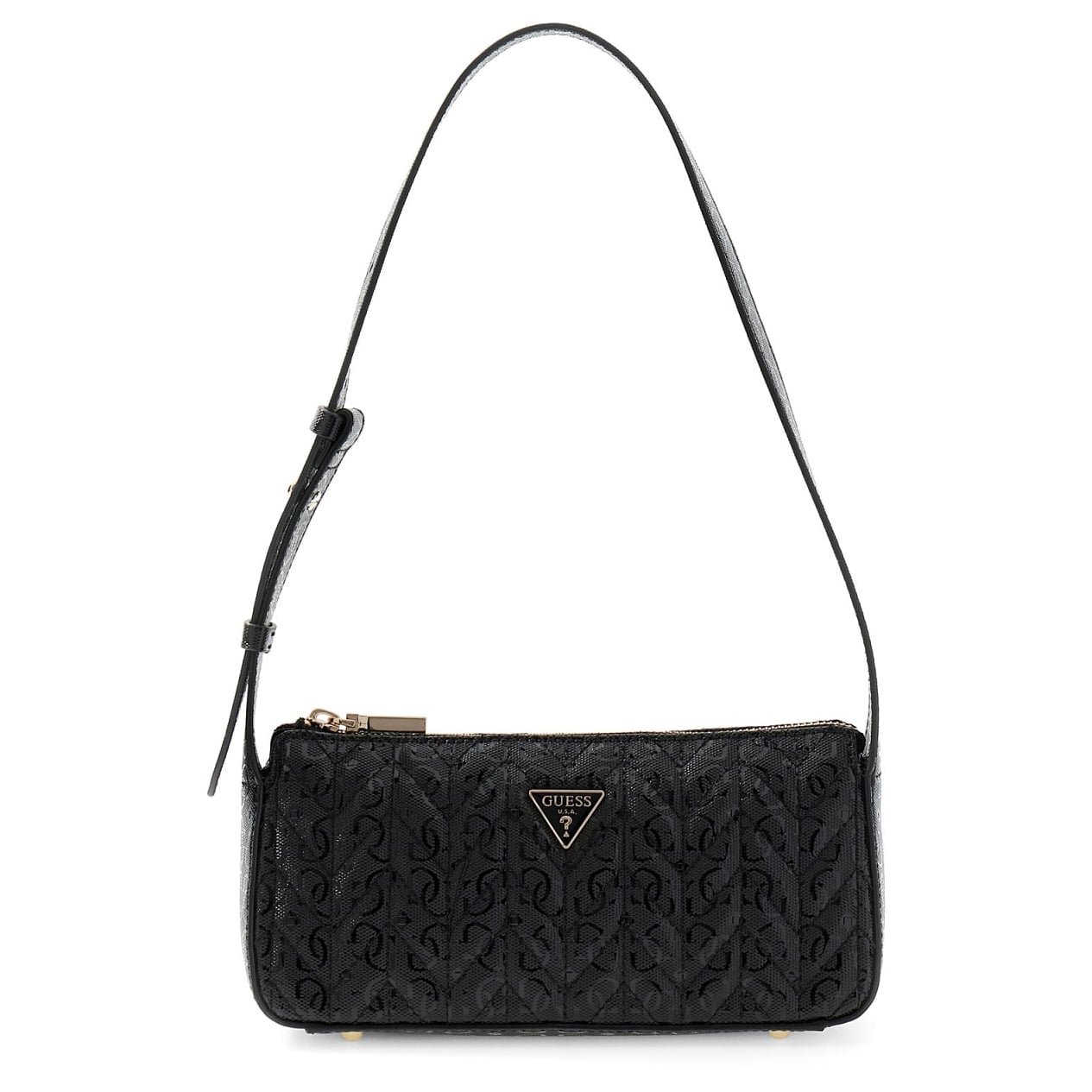 Guess Beuteltasche Stacey Mini Shoulder Bag (HWGG) black, Damen Handtasche schwarz aus Kunstleder