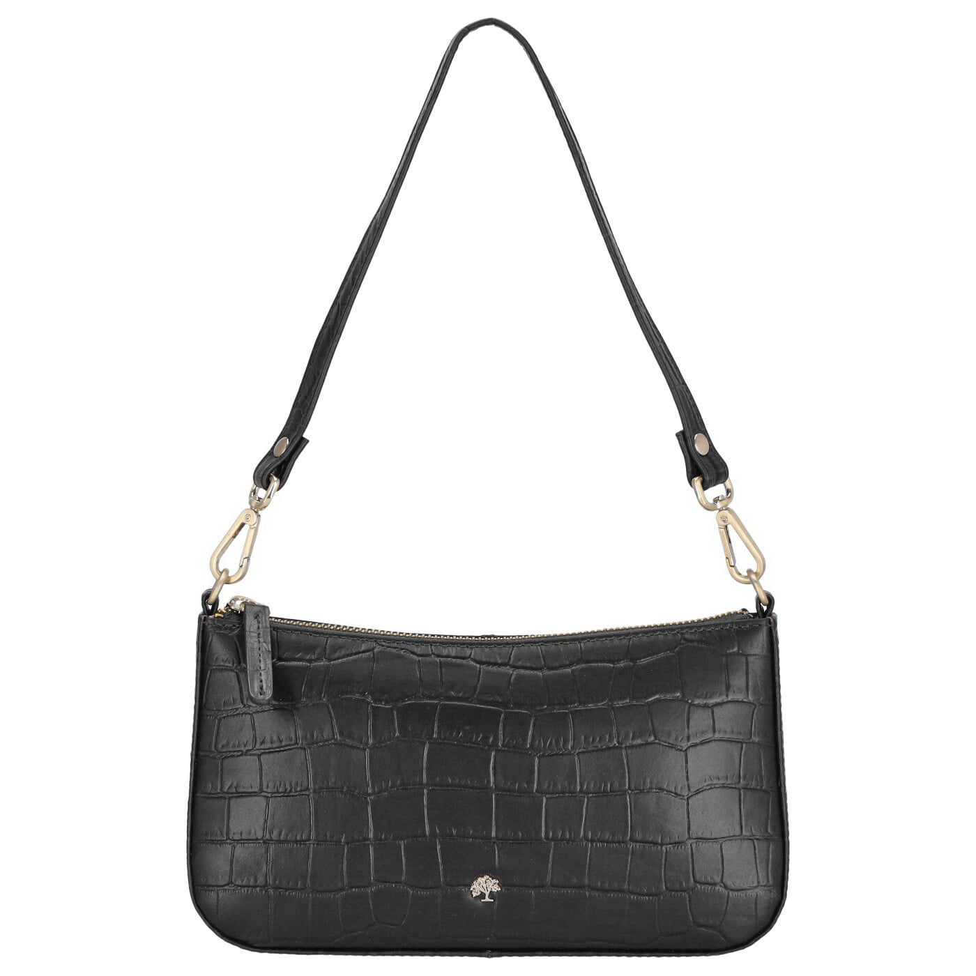 Prato Umhängetasche J158-KR black, Damen Handtasche schwarz aus Leder