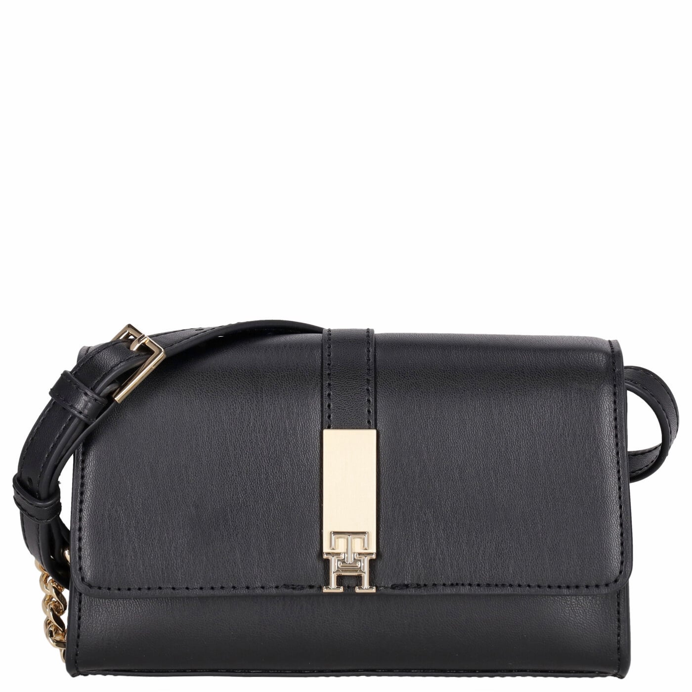 Tommy Hilfiger Umhängetasche TH Heritage Mini Crossover Chain black, Damen Handtasche schwarz aus Kunstleder