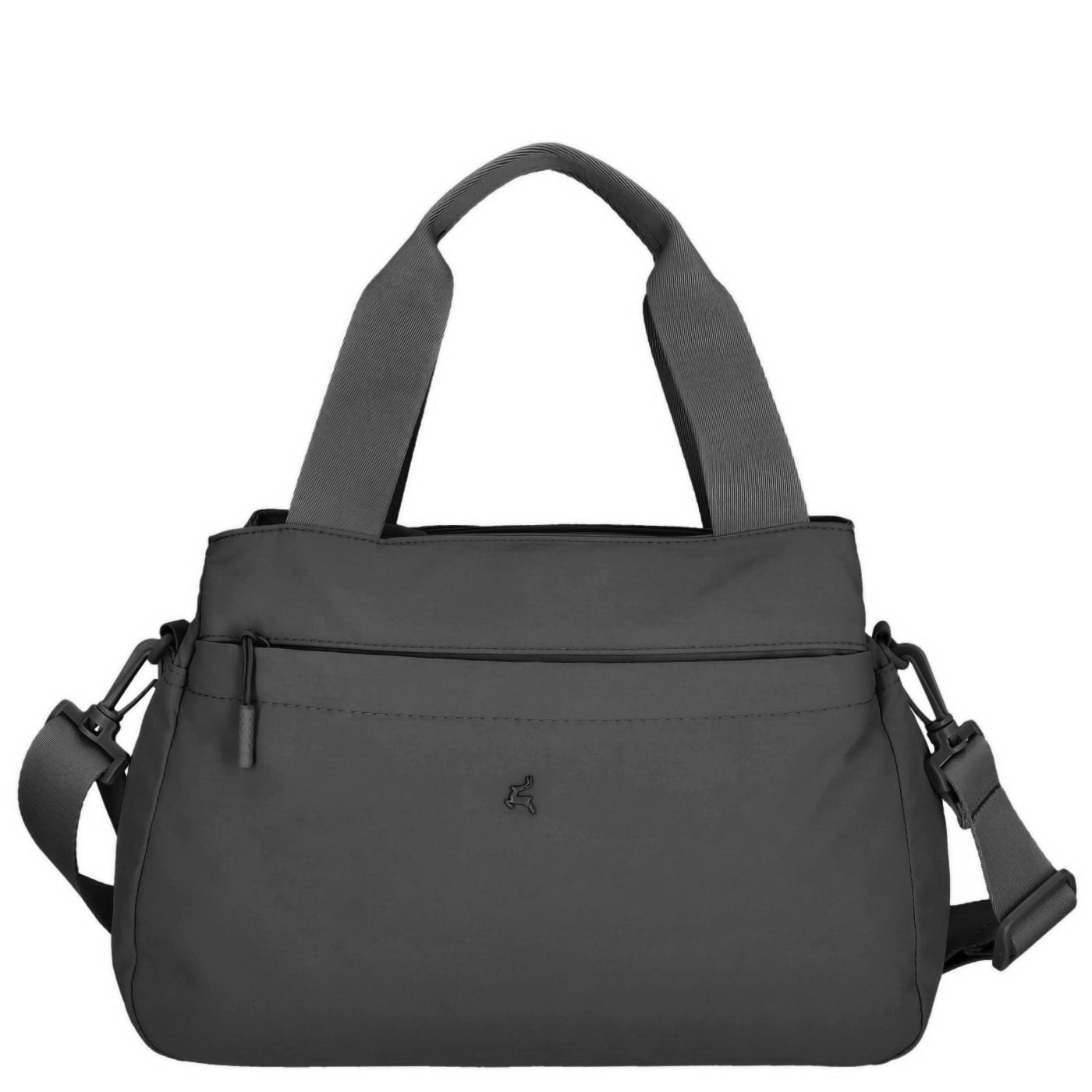 Prato Henkeltasche Crinkled Nylon CN18 black, Damen Handtasche schwarz aus Nylon