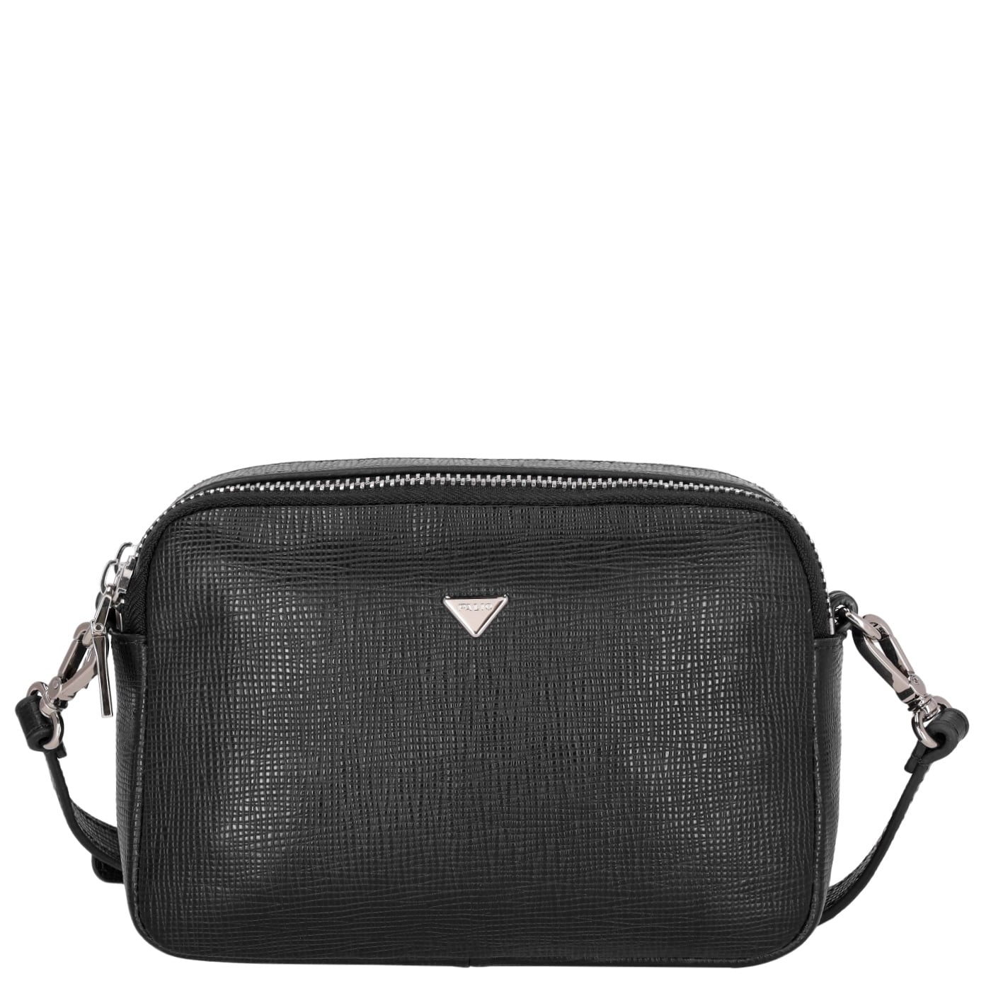 Palio Umhängetasche Leni Crossbody 12114 black, Damen Handtasche schwarz aus Leder