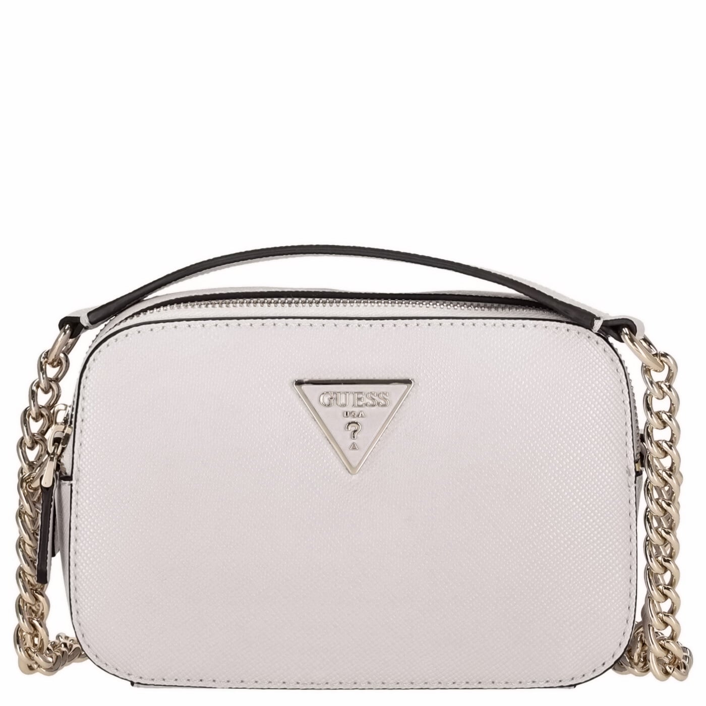 Guess Umhängetasche Noelle Crossbody Camera Bag bone, Damen Handtasche grau aus Kunstleder
