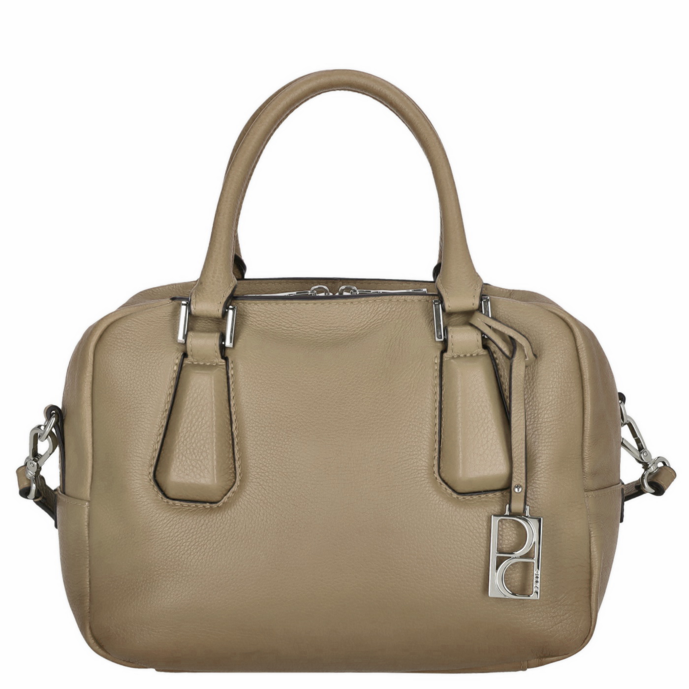 Palio Henkeltasche Kameko Bowling Bag S 12057 taupe, Damen Handtasche olive aus Leder