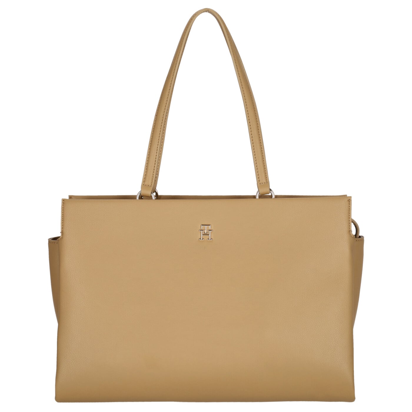 Tommy Hilfiger Shopper TH Legacy Tote safari canvas, Damen Handtasche braun aus Kunstleder