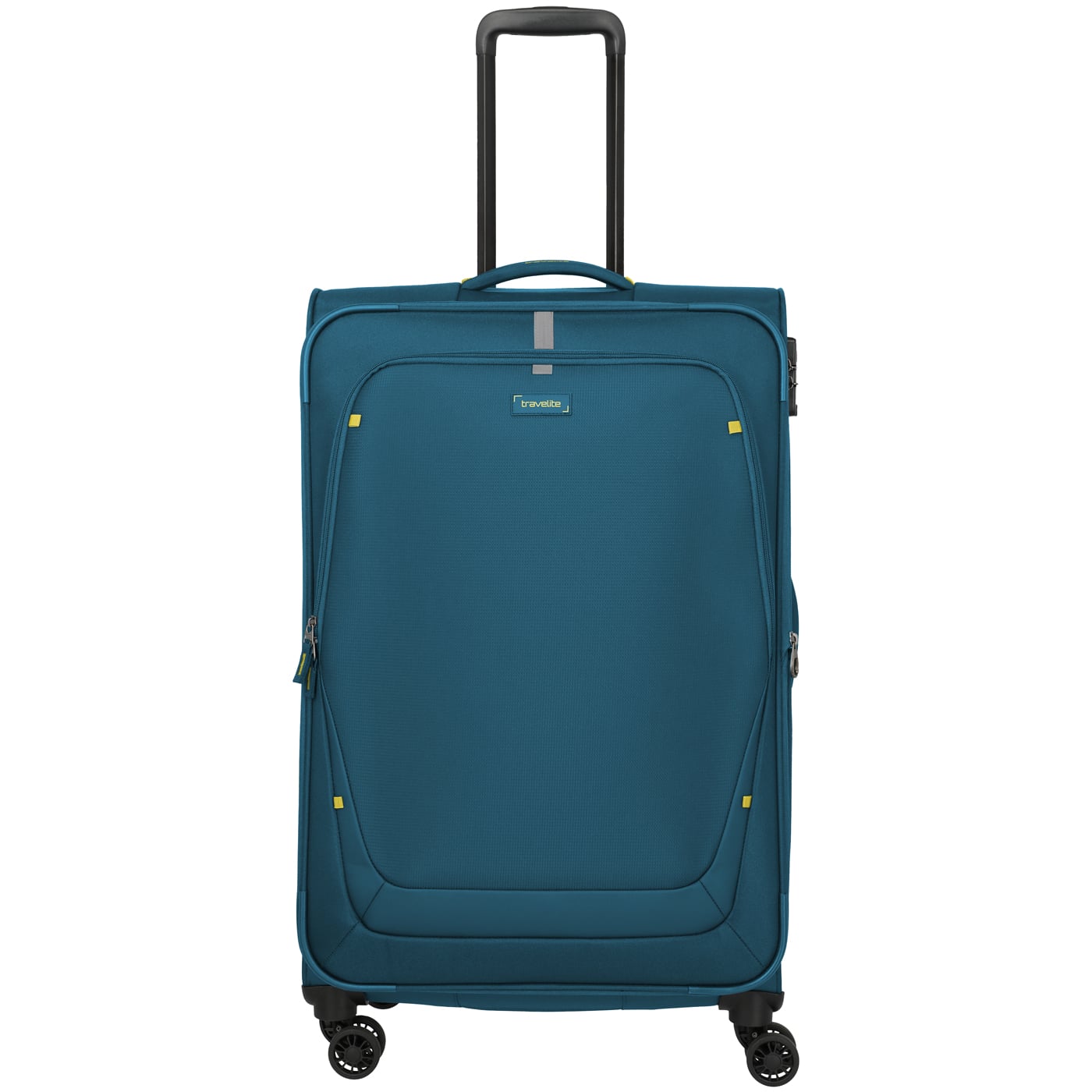 Travelite Trolley Umbria 4w L exp. 77cm petrol, 3,10kg leichter Nylon Stoffkoffer, Koffer blau