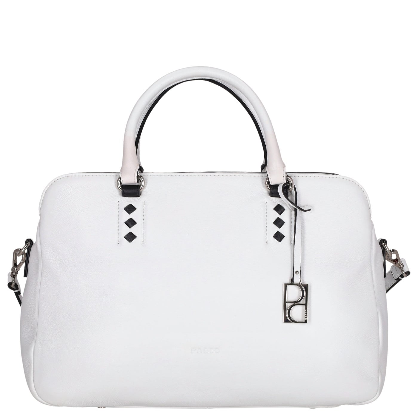 Palio Henkeltasche Yuka Bowling Bag M 12054 white, Damen Handtasche weiss aus Leder