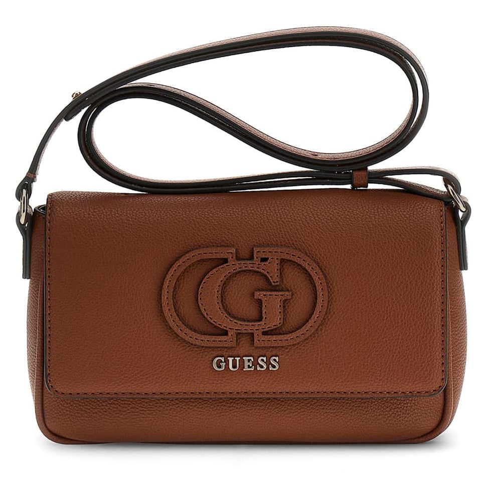 Guess Umhängetasche Isola Convertible Xbody Flap (HWBG) cognac, Damen Handtasche braun aus Kunstleder