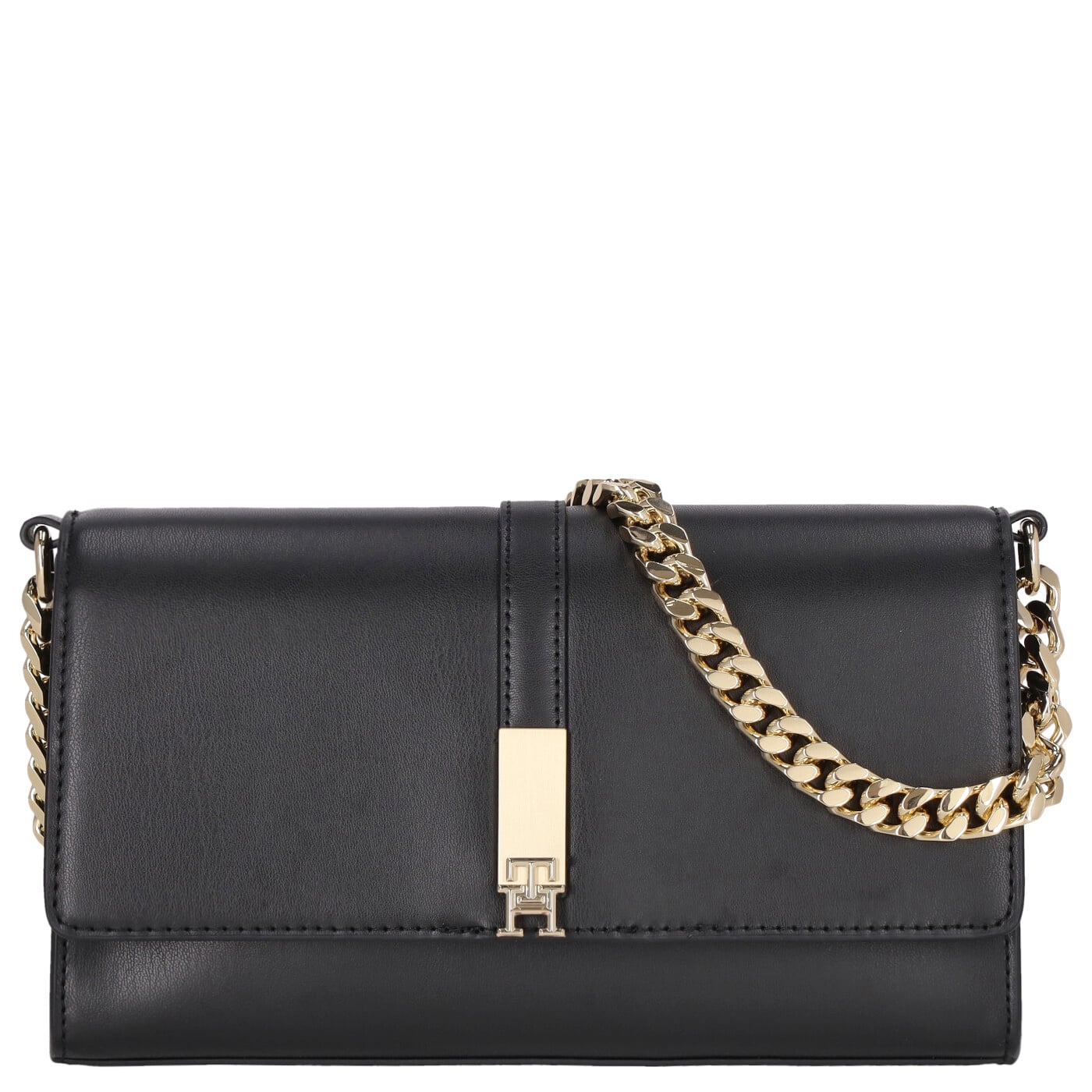 Tommy Hilfiger Umhängetasche TH Heritage Conv Crossover Chain black, Damen Handtasche schwarz aus Kunstleder