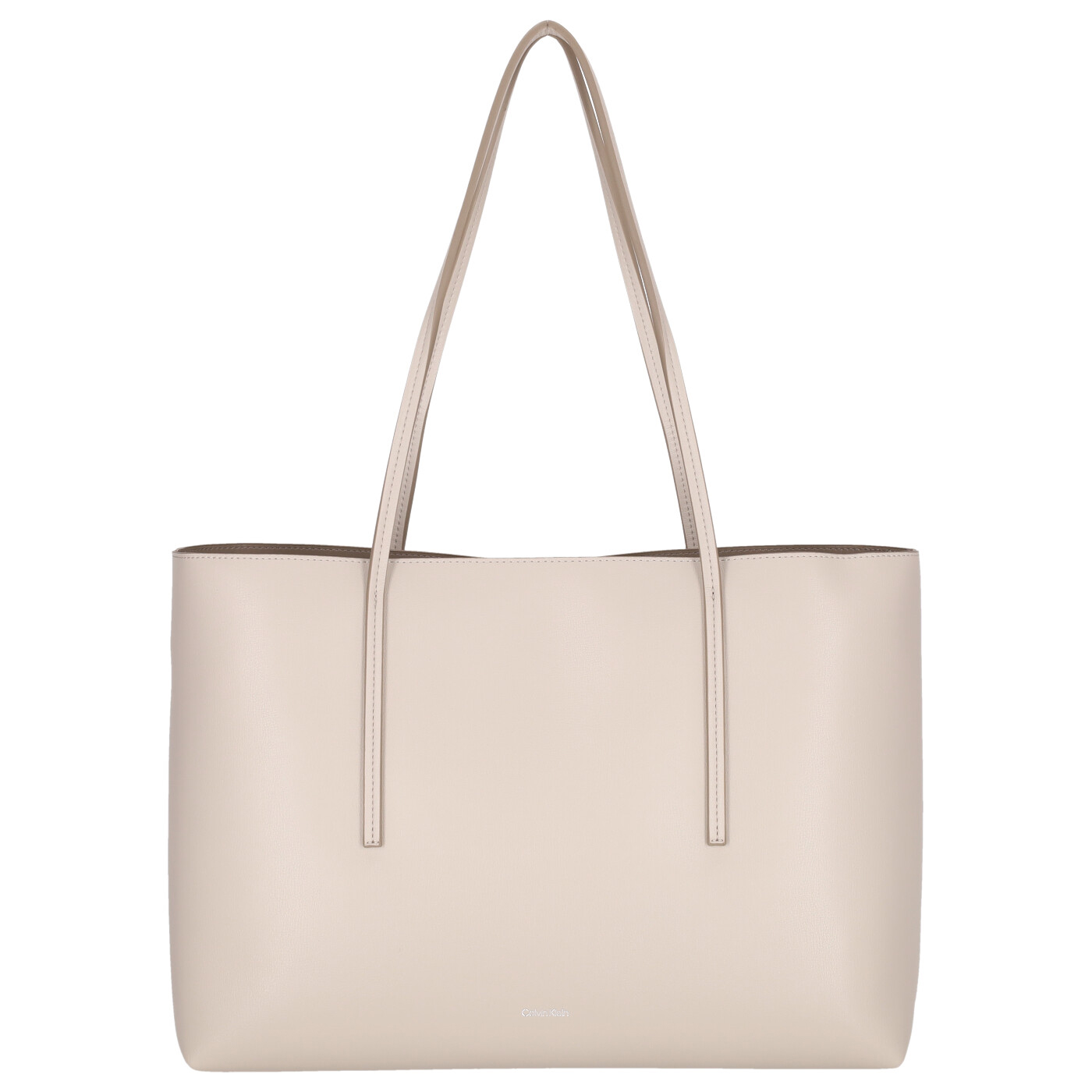 Calvin Klein Shopper Foil Logo Tote with pouch chateau/dessert taup, Damen Handtasche beige aus Kunstleder