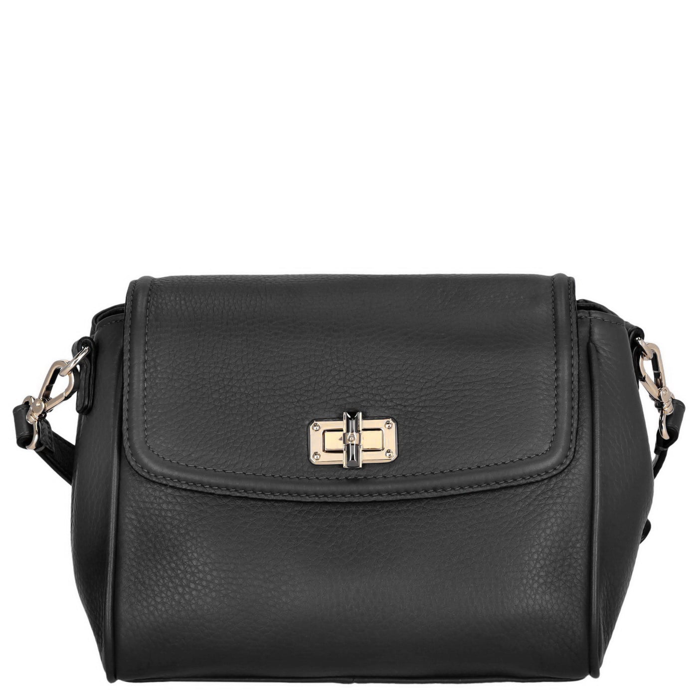 Palio Umhängetasche Rosalie Crossbag 12122 black, Damen Handtasche schwarz aus Leder