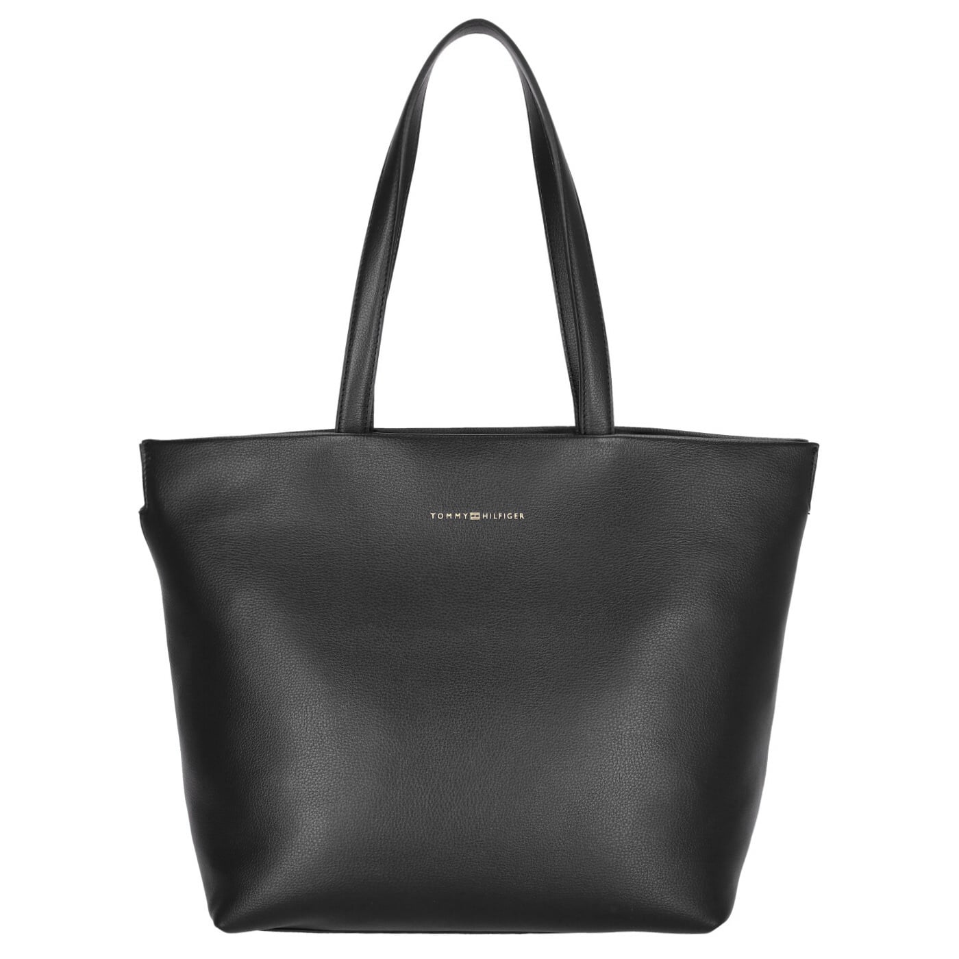 Tommy Hilfiger Shopper TH Logotape Tote black, Damen Handtasche schwarz aus Kunstleder