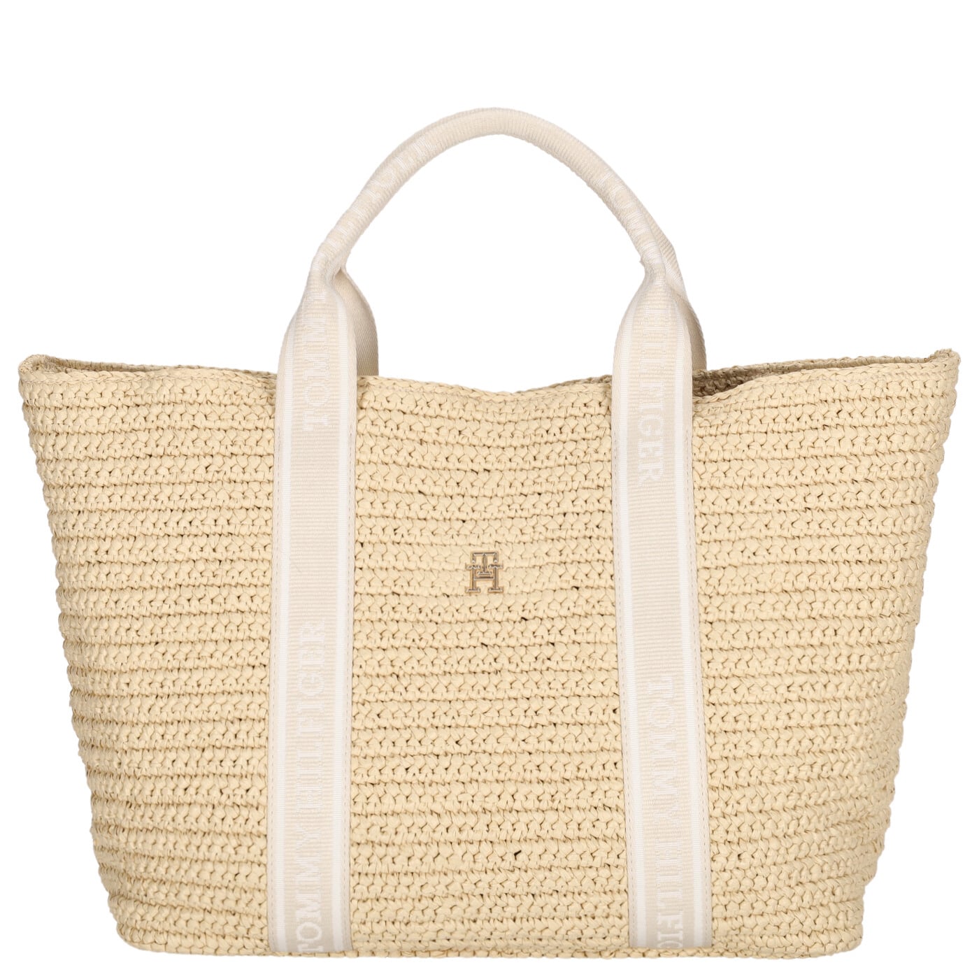 Tommy Hilfiger Shopper TH Spring Logo Tote sugarcane, Damen Handtasche beige aus Polypropylen